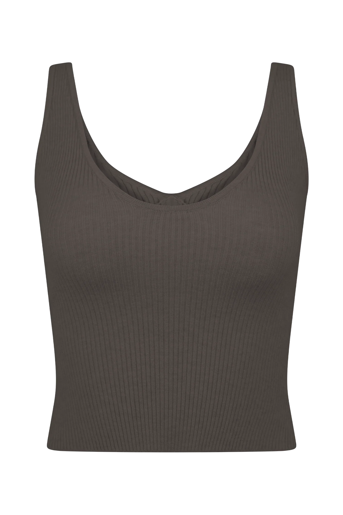 Natalya Ribbed Knit Cami Top Dark Chocolate