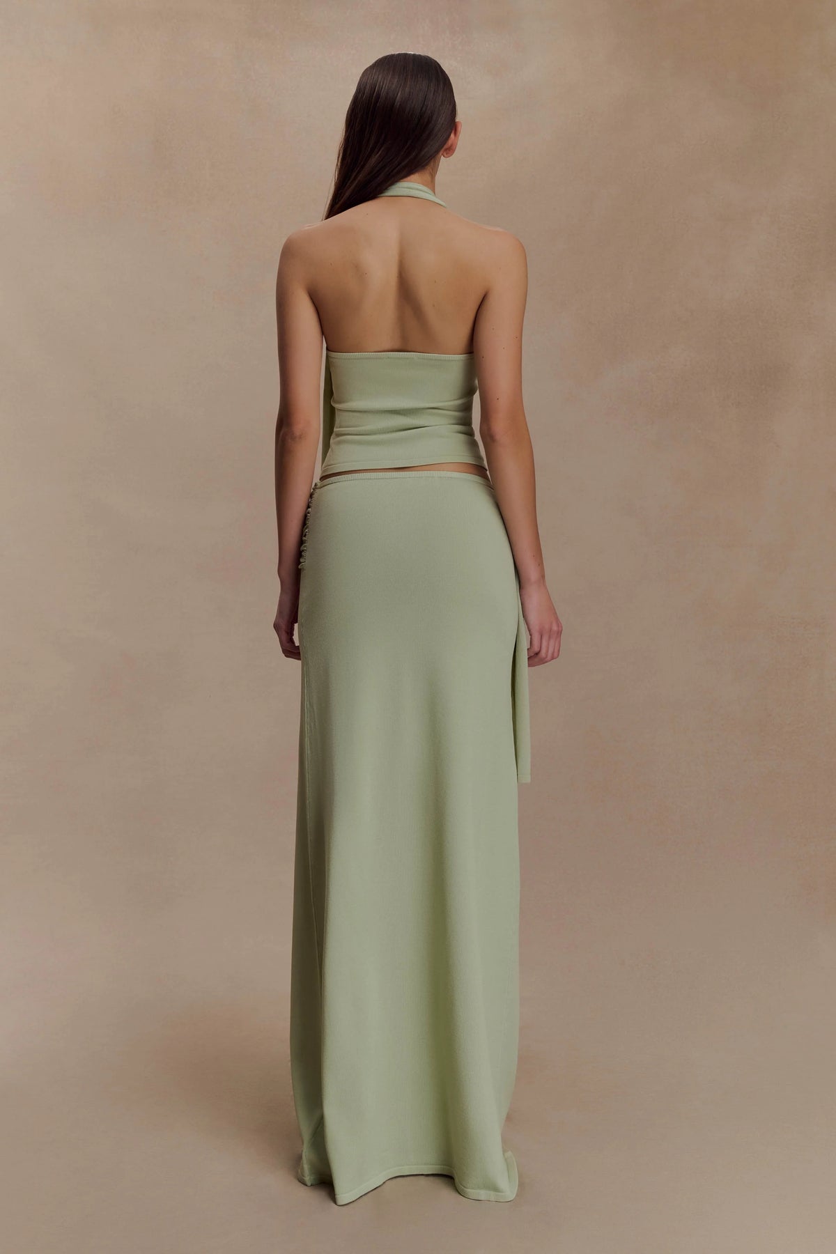Bowie Low Rise Knit Maxi Skirt Pastel Green