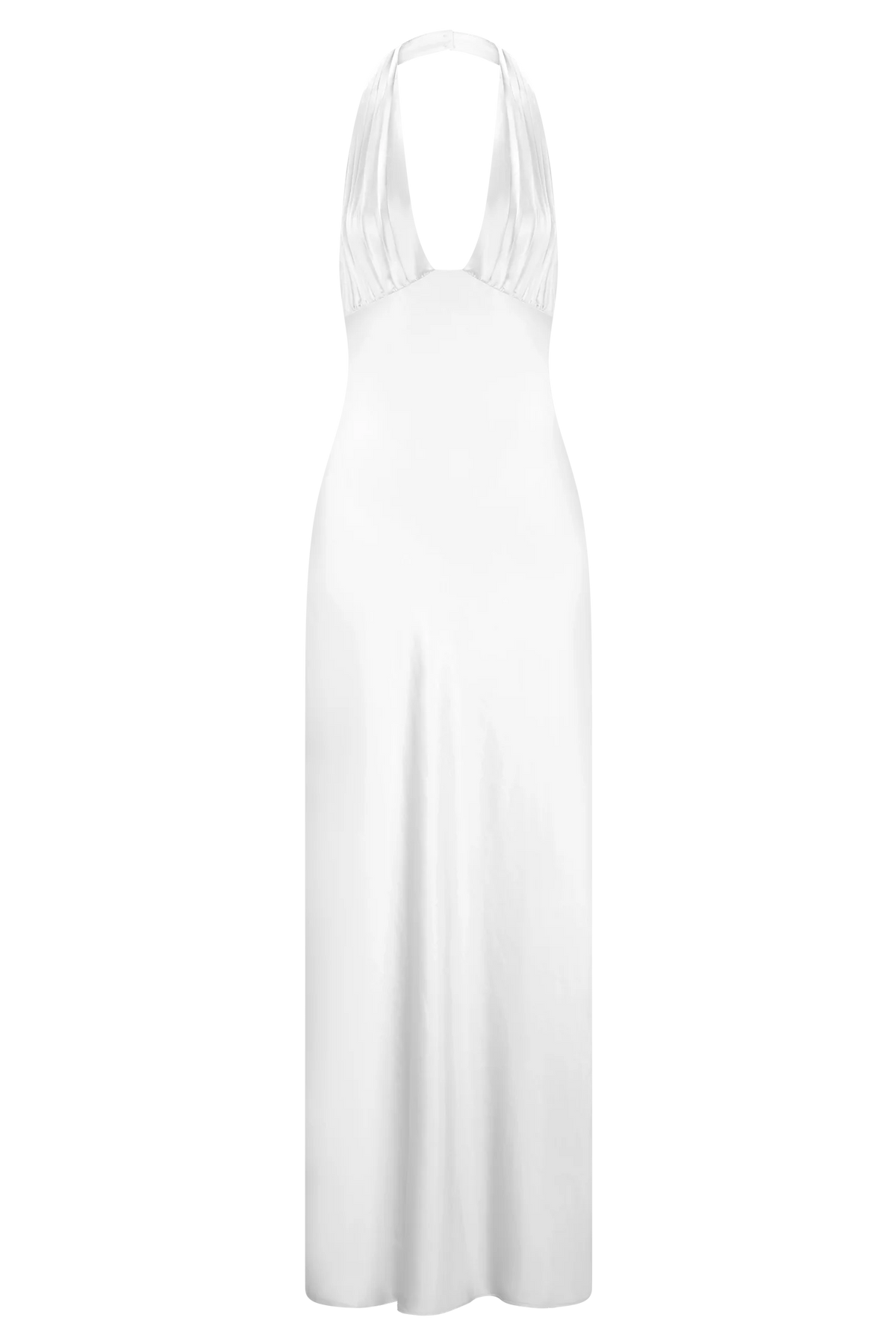 Alice Satin Halter Maxi Dress White
