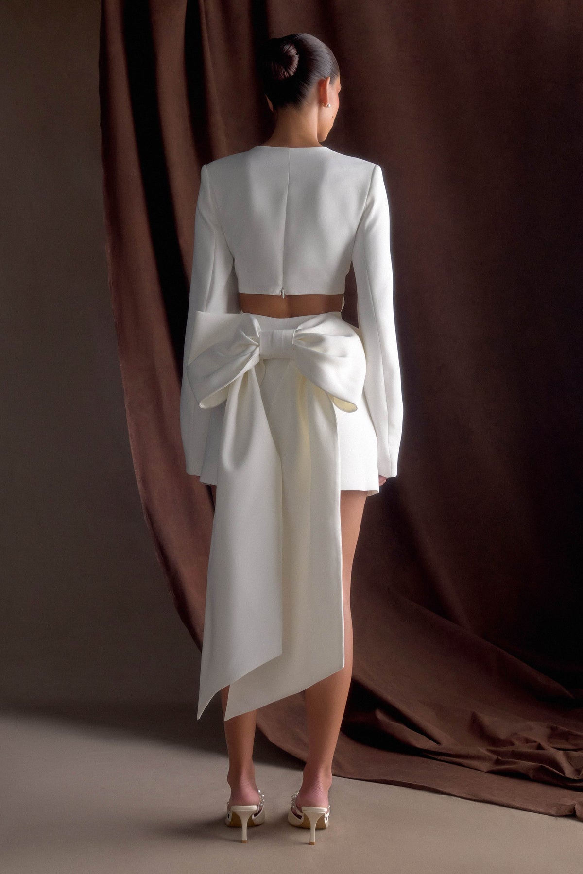 Rosanna Suiting Bow Mini Dress Ivory