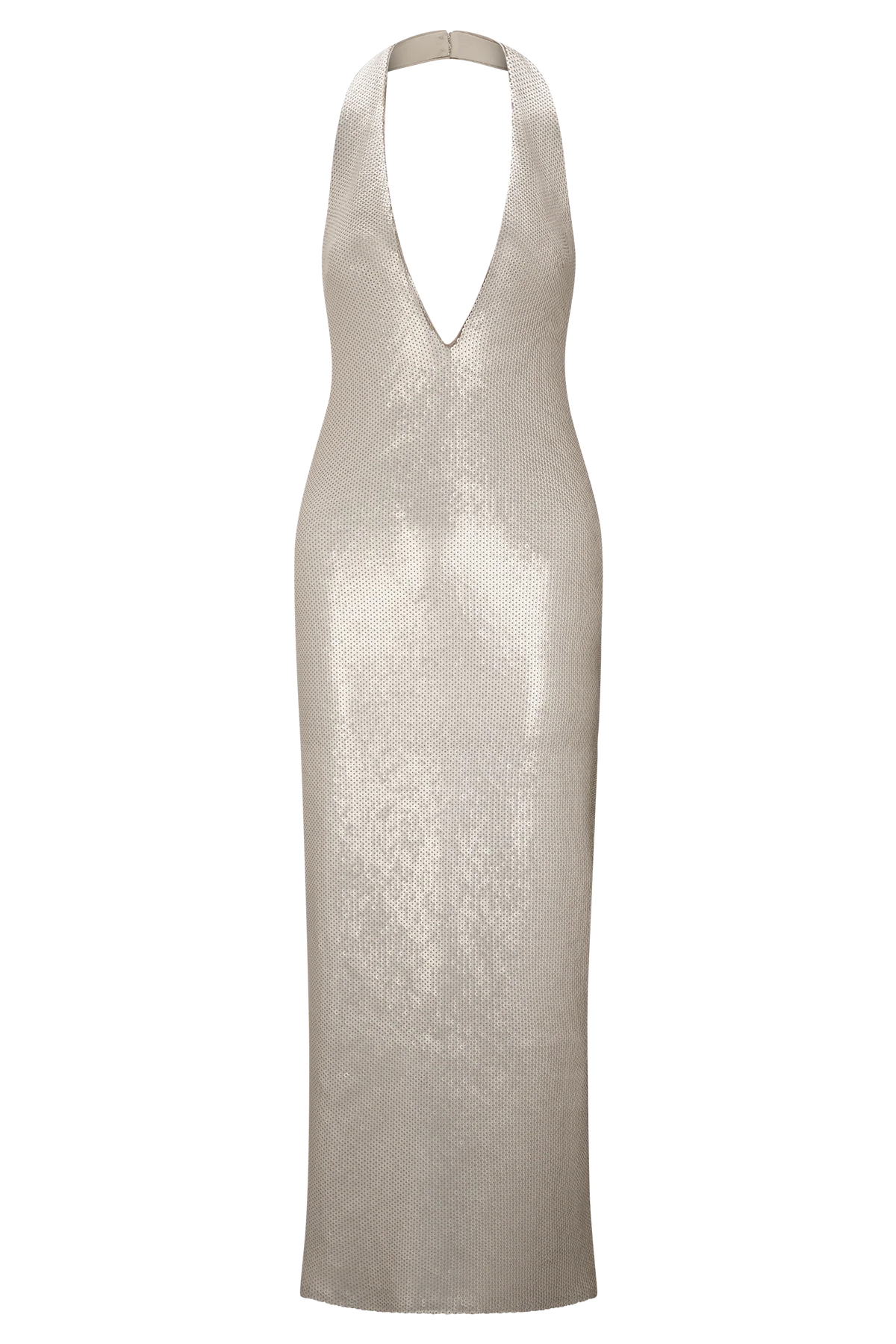 Carnation Sequin Halter Midi Dress Gold