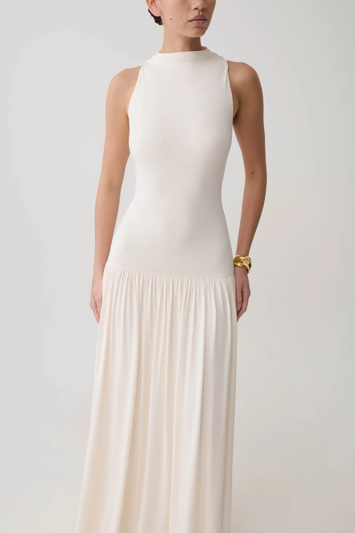 Zsela High Neck Modal Maxi Dress Ivory