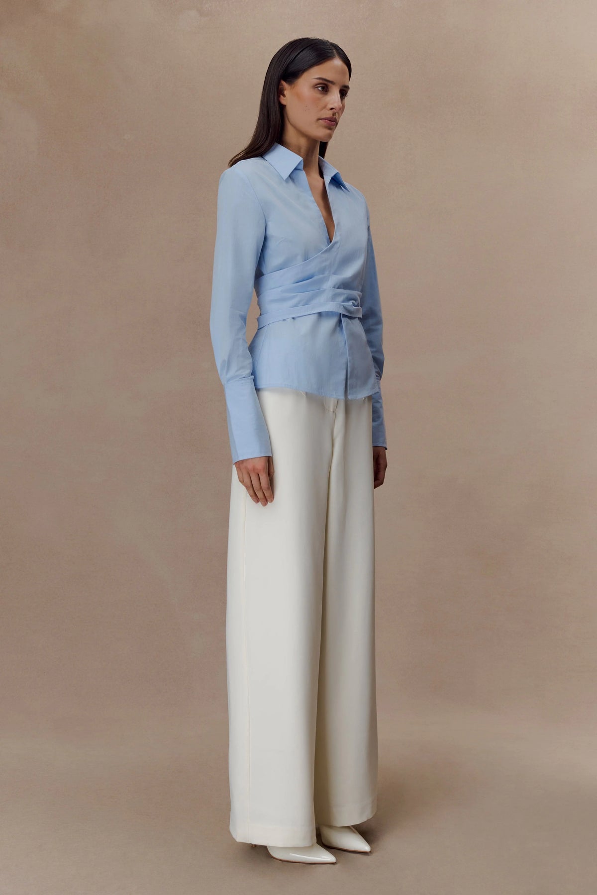 Eugenia Wrap Cotton Shirt Blue