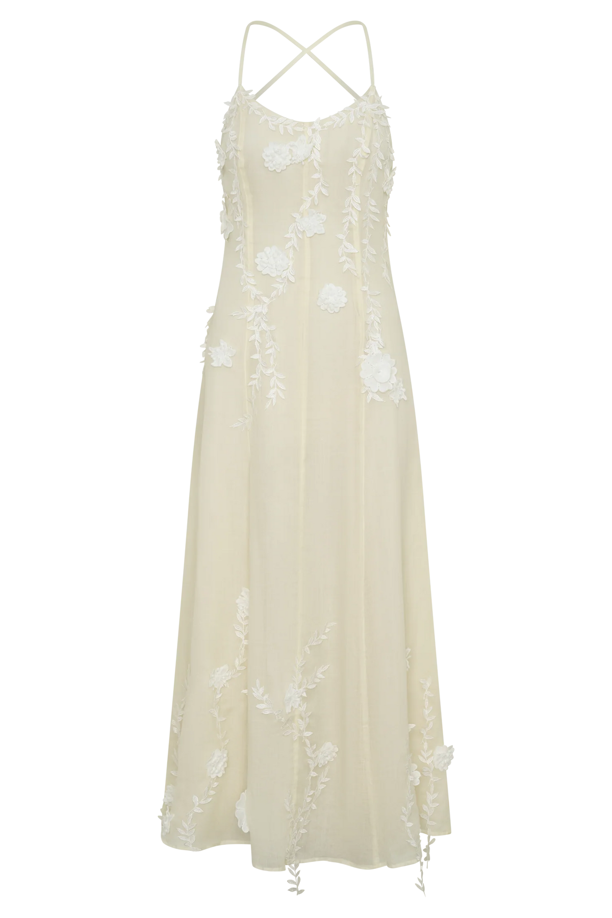 Odette Floral Lace Midi Dress Buttermilk