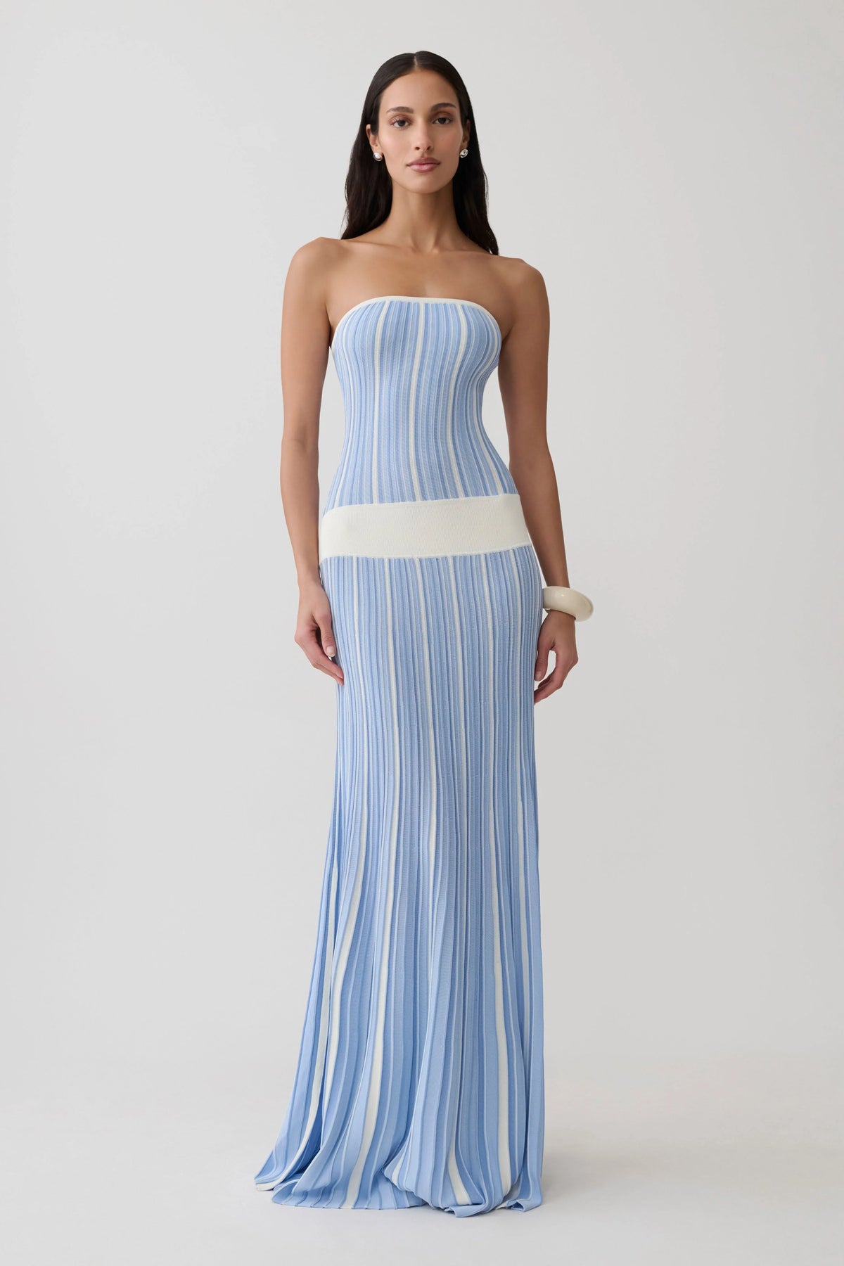 Joyce Stripe Maxi Knit Dress Blue