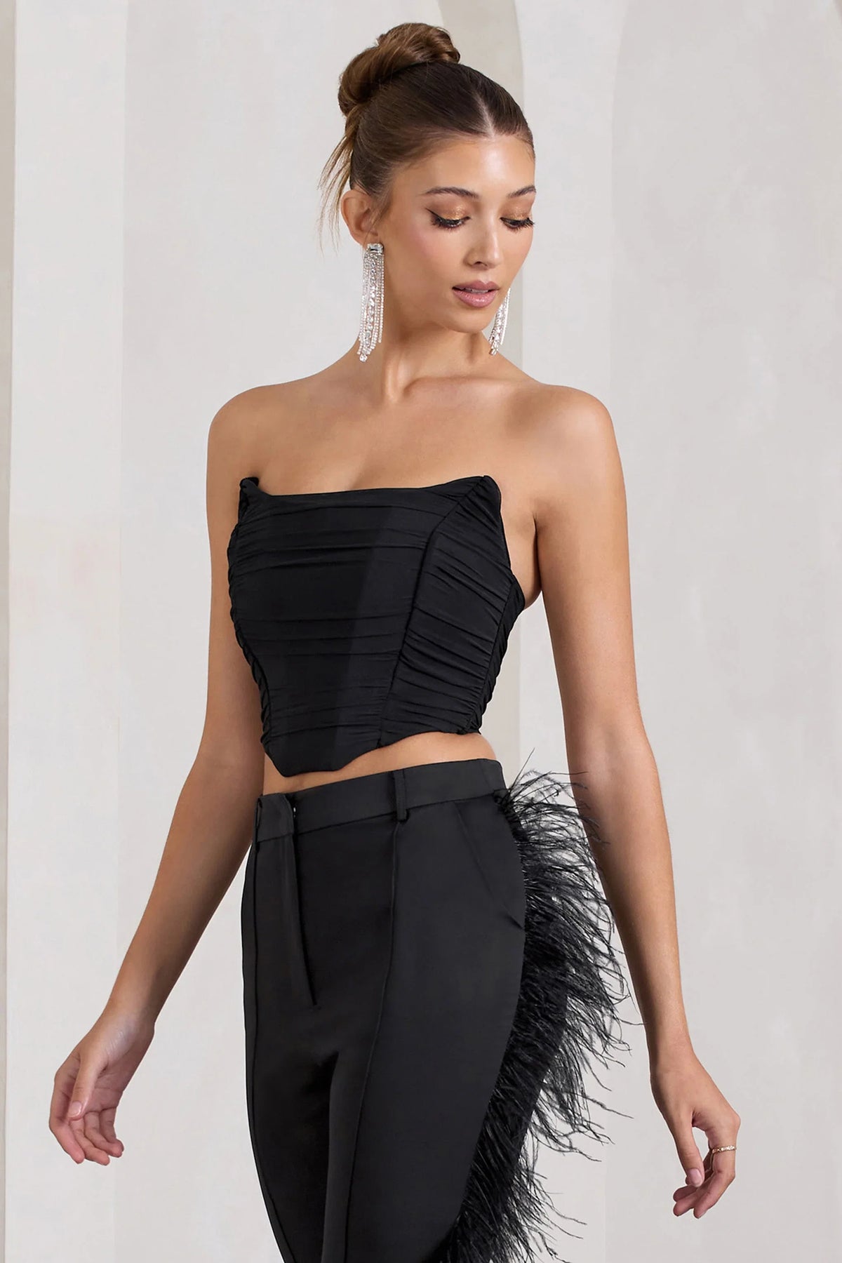 Obsessed Black Bandeau Mesh Corset Style Crop Top