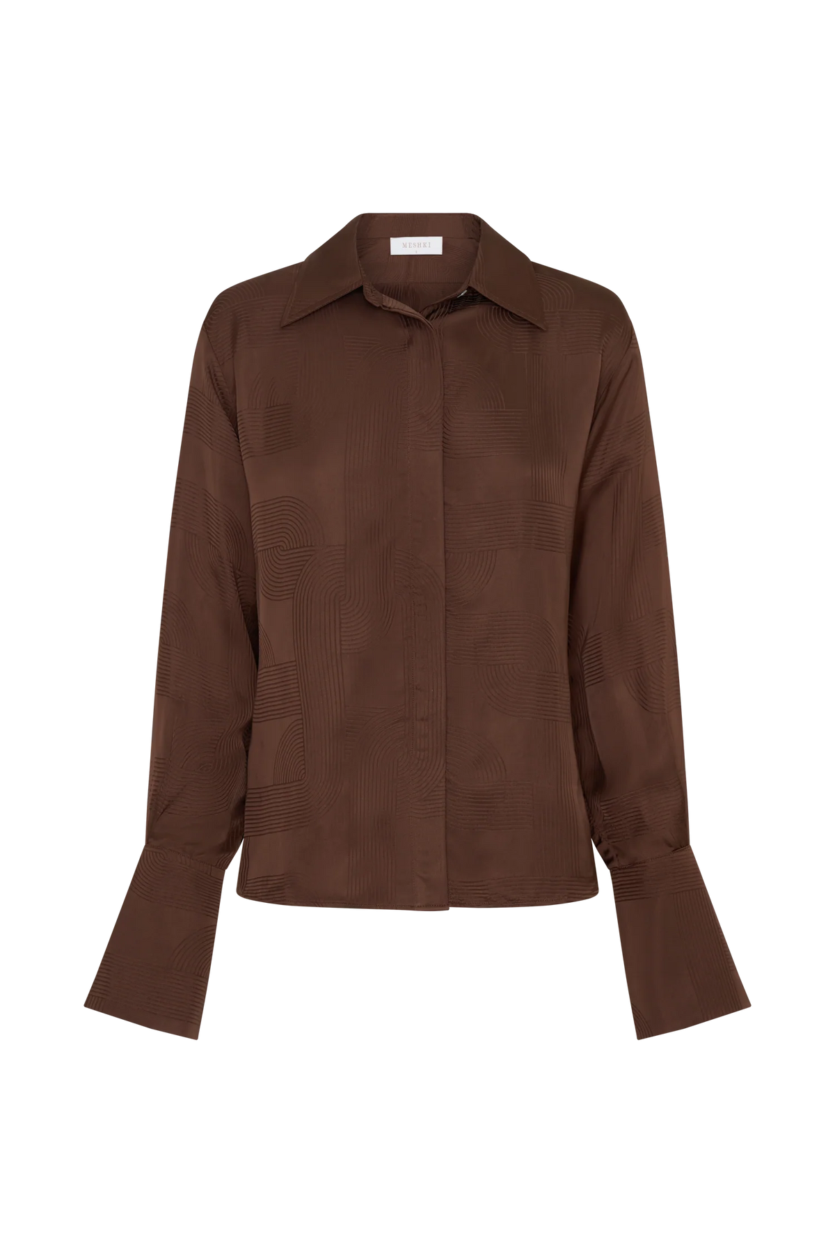 Gia Long Sleeve Satin Shirt Chocolate