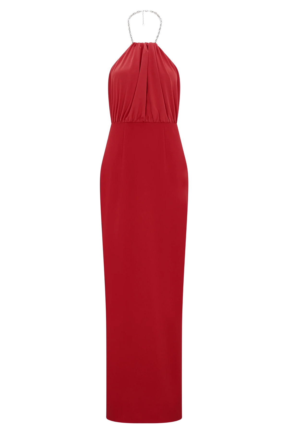 Elina Satin Necklace Maxi Dress Red