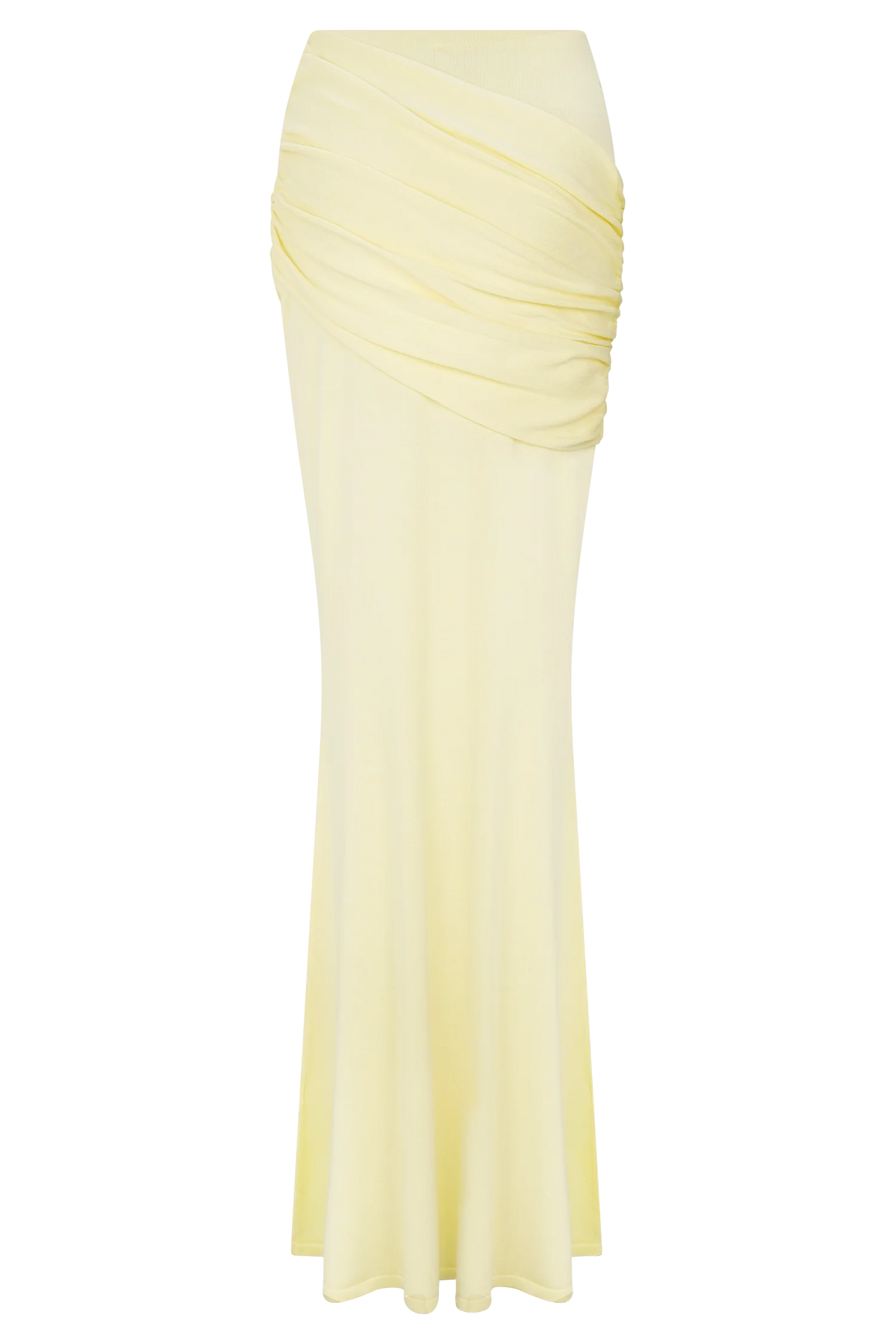 Irene Gathered Knit Maxi Skirt Lemon