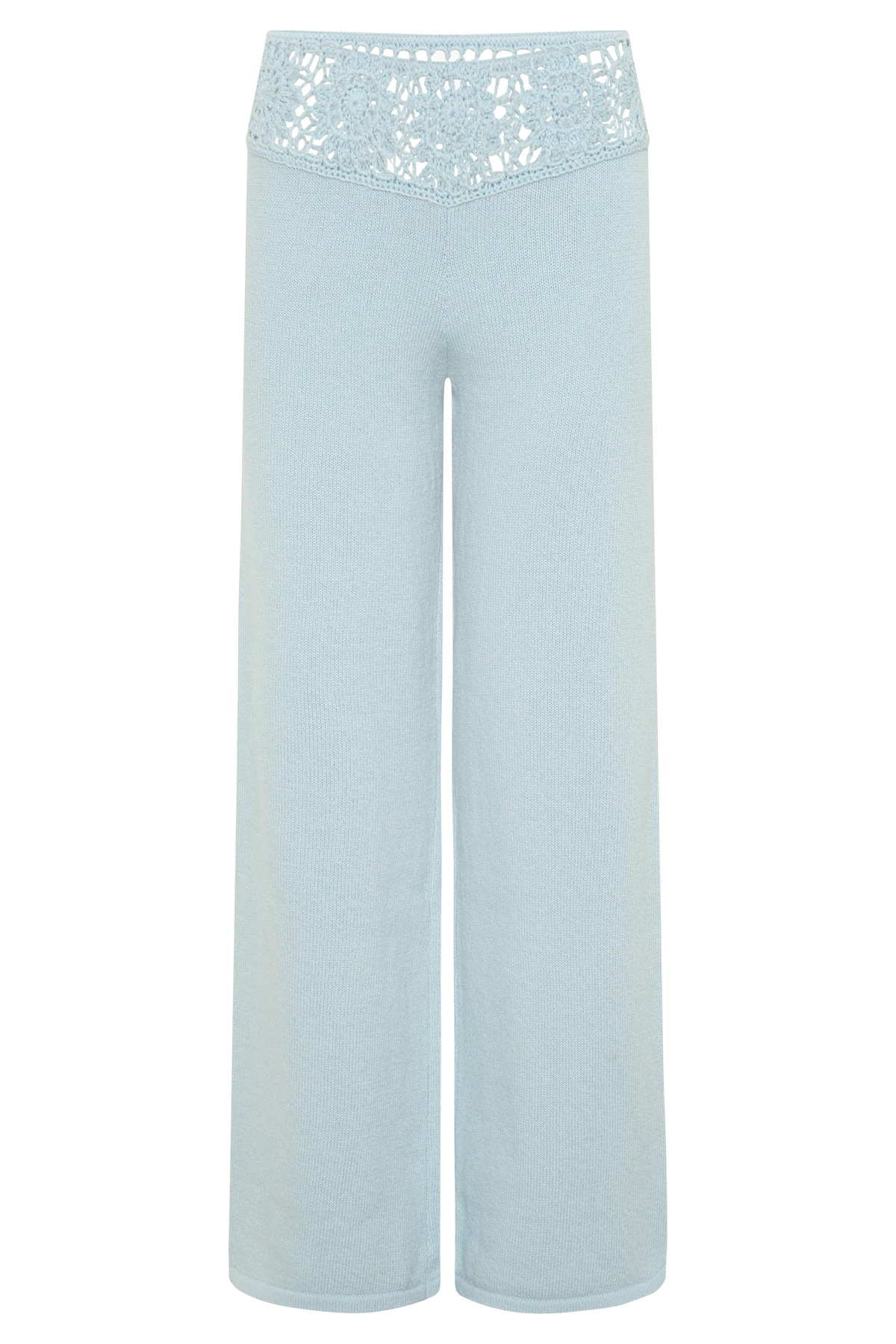 Miley Crochet Waistband Straight Leg Pant Pale Aqua