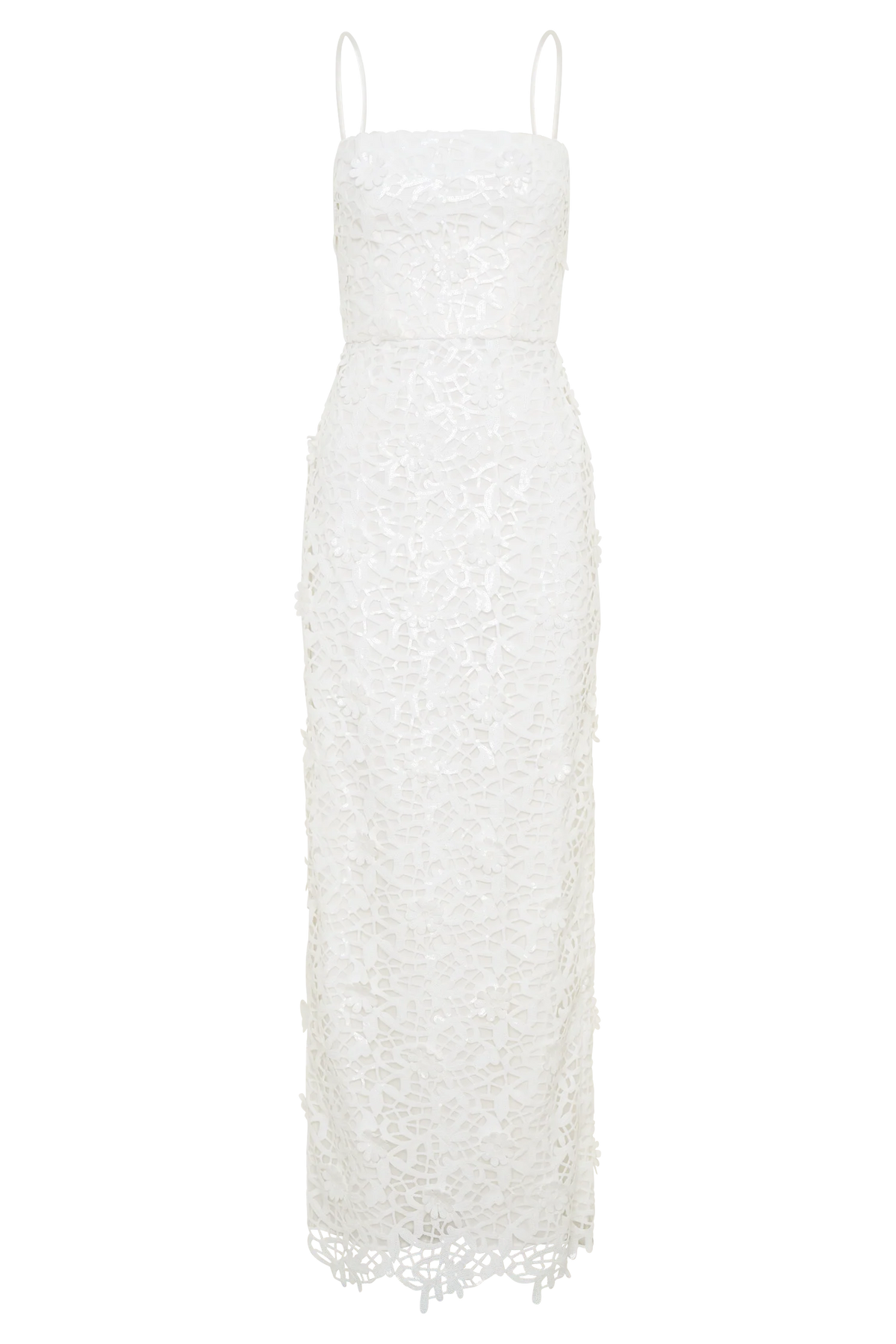 Josefa Sequin Lace Maxi Dress White