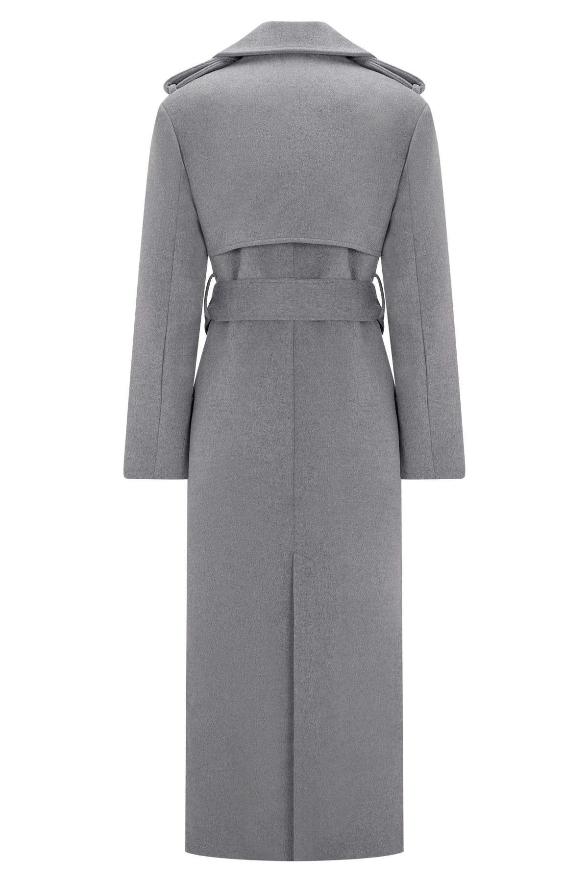 Levi Long Trench Wool Coat Grey Marle