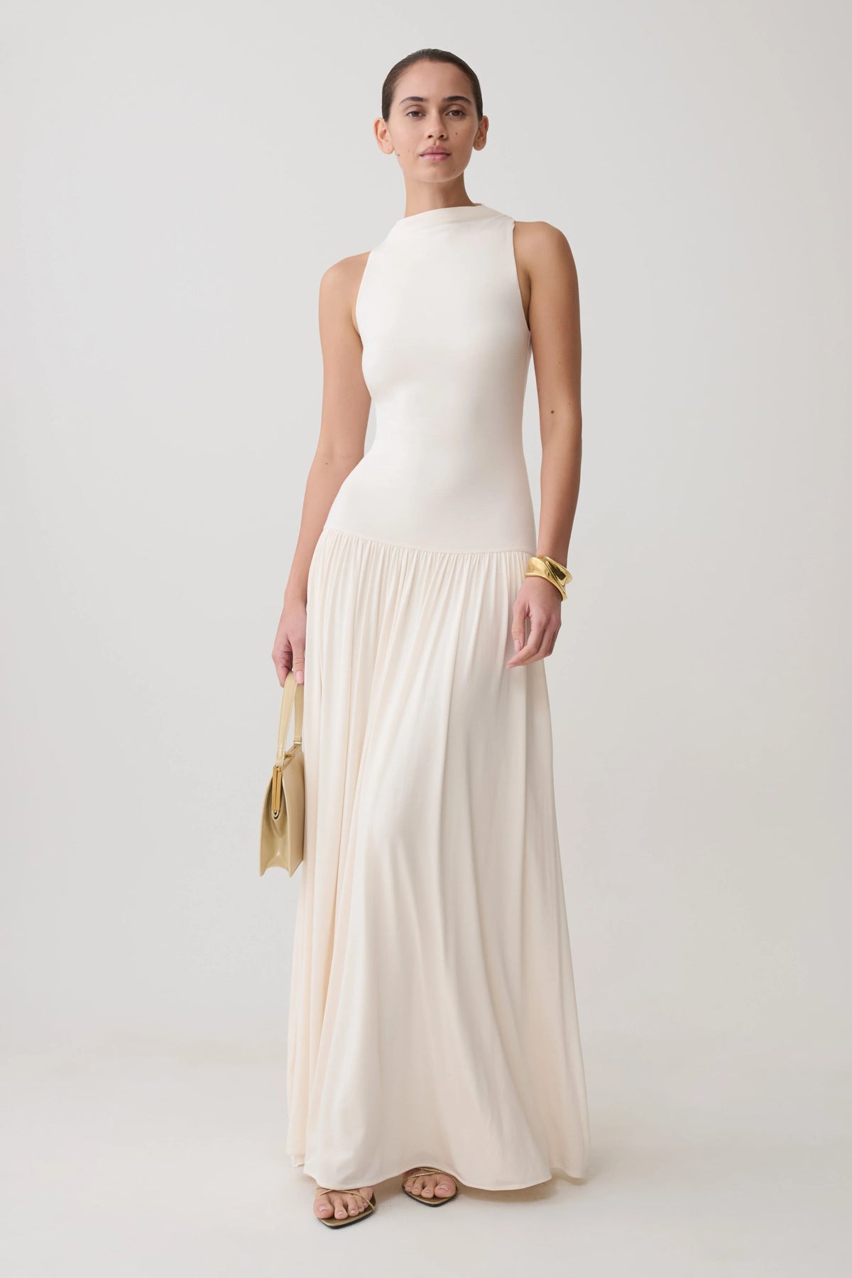 Zsela High Neck Modal Maxi Dress Ivory