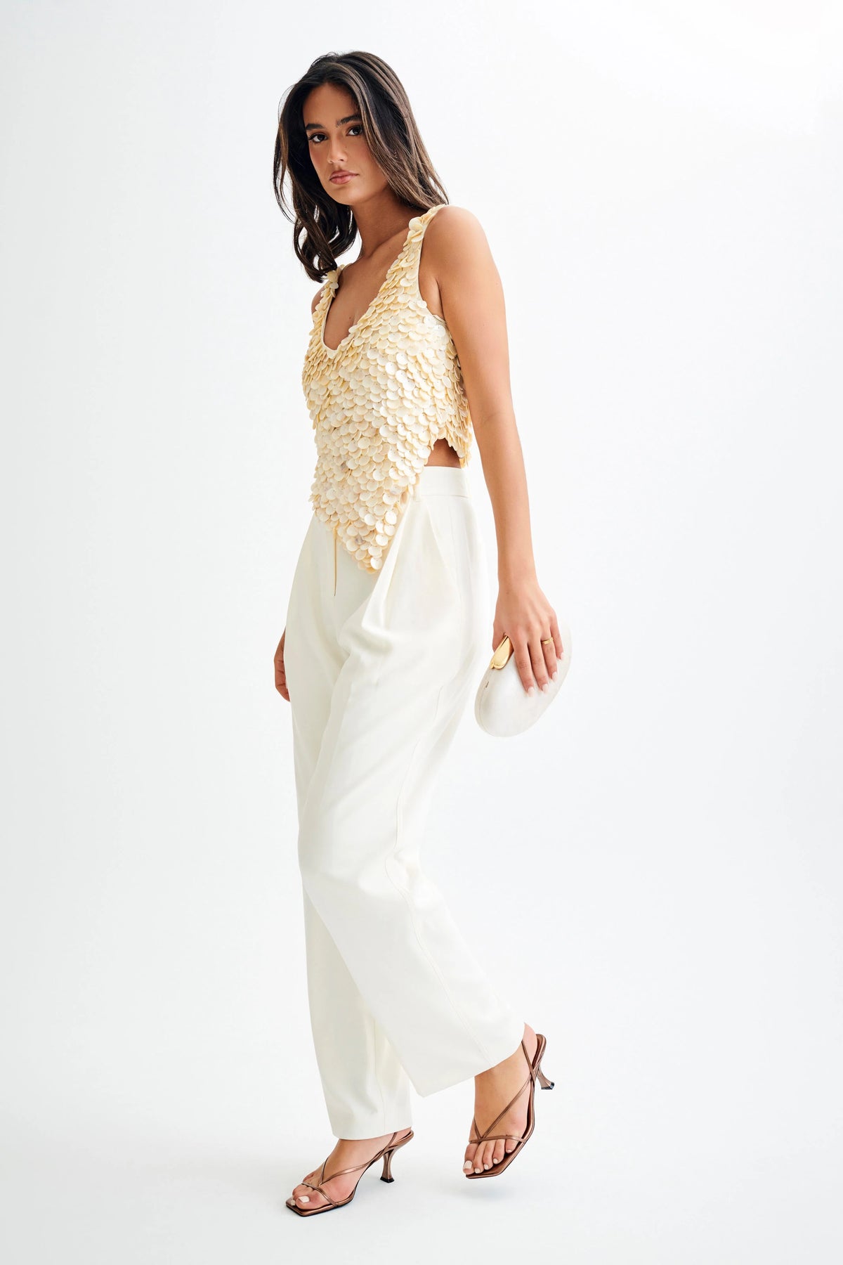 Willow Mother Of Pearl Halter Top Pearl
