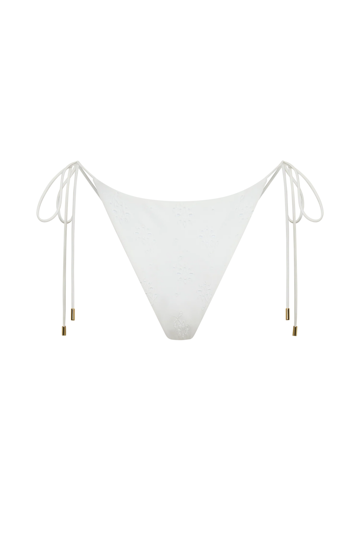 Blossom Side Tie Bikini Bottom White Textured Fabric