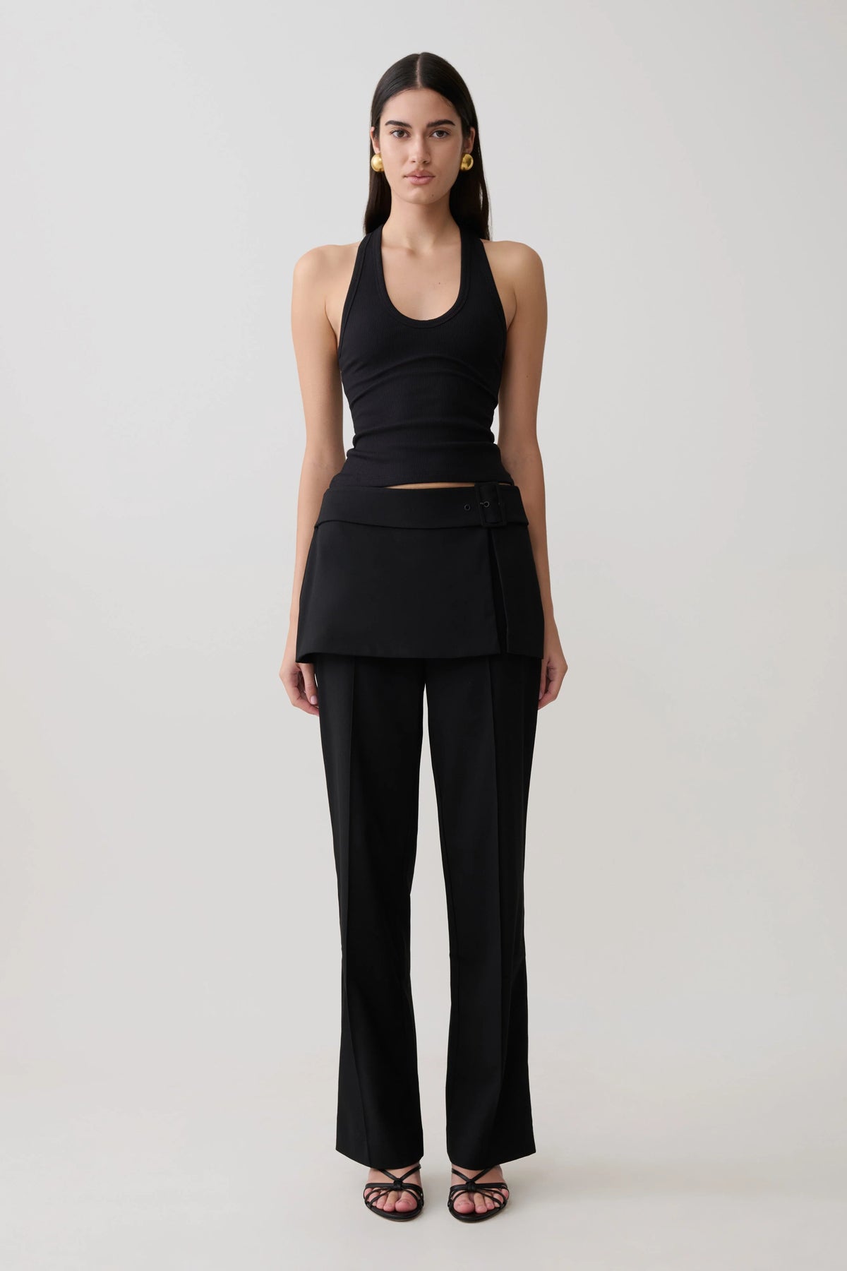 Actress Ribbed Tank Black