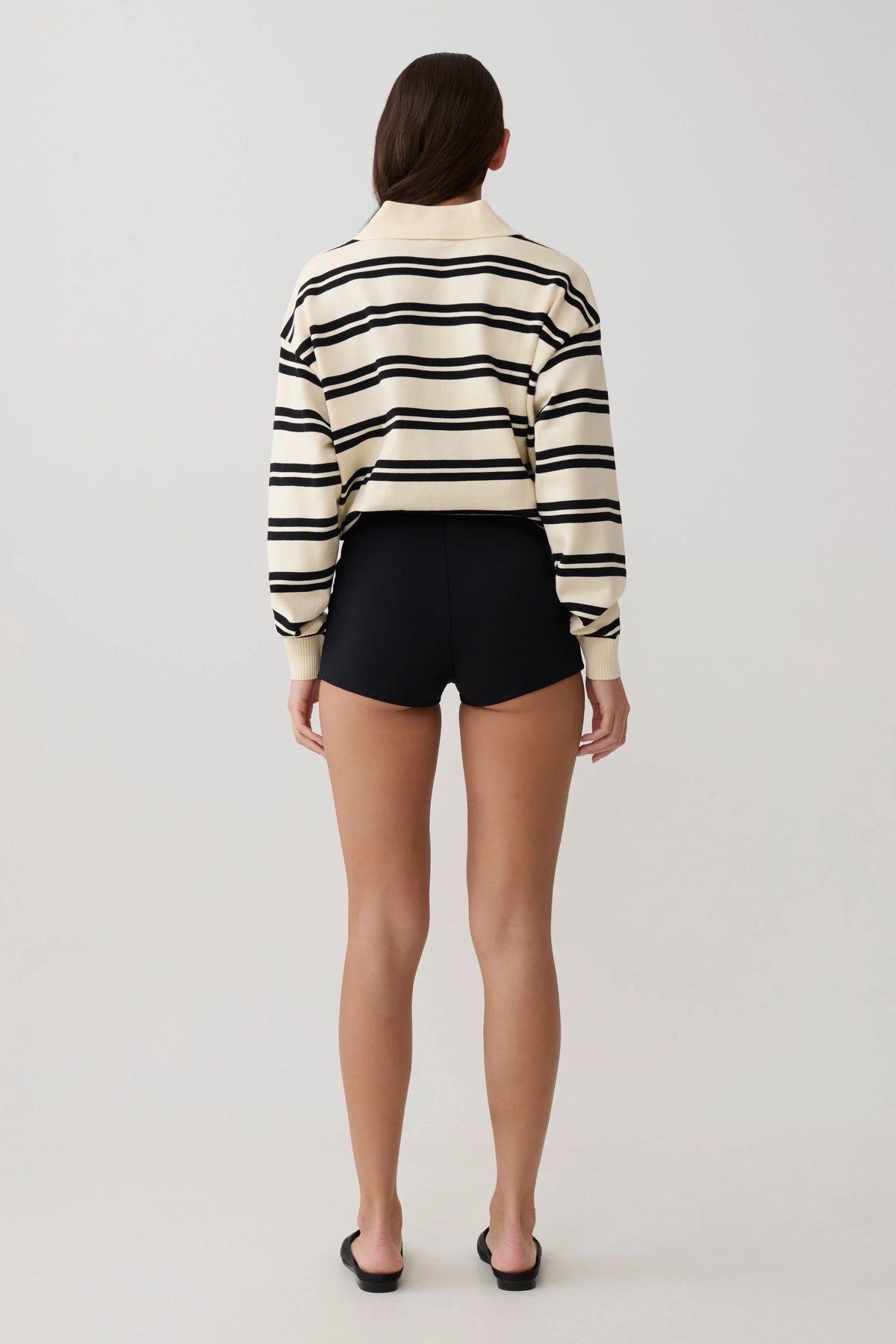 Philly Stripe Long Sleeve Knit Jumper Ivory Black