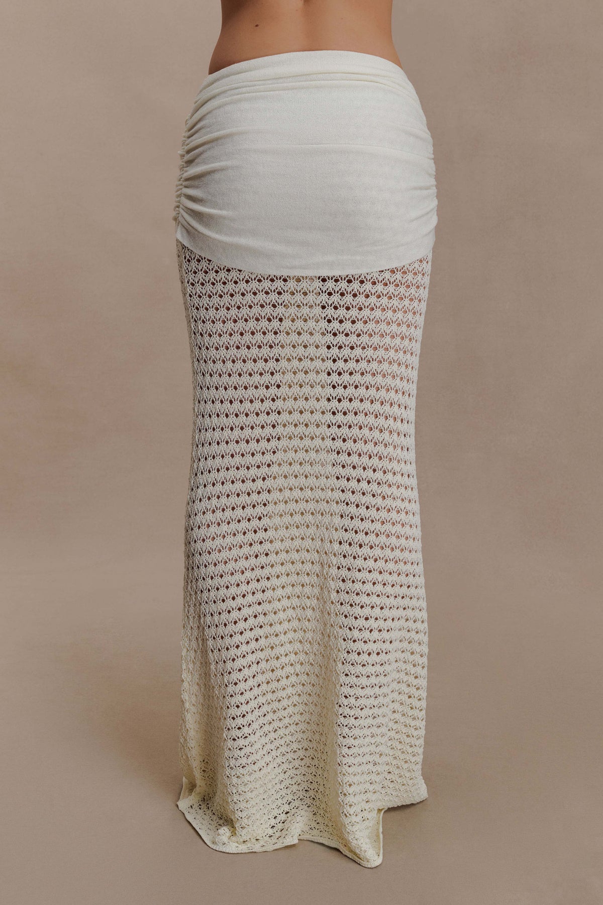 Mania Crochet Maxi Skirt With Hardware Ivory
