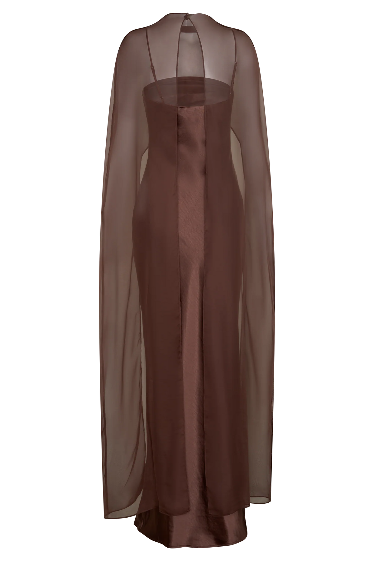 Martinne Chiffon Cape Maxi Dress Mocha