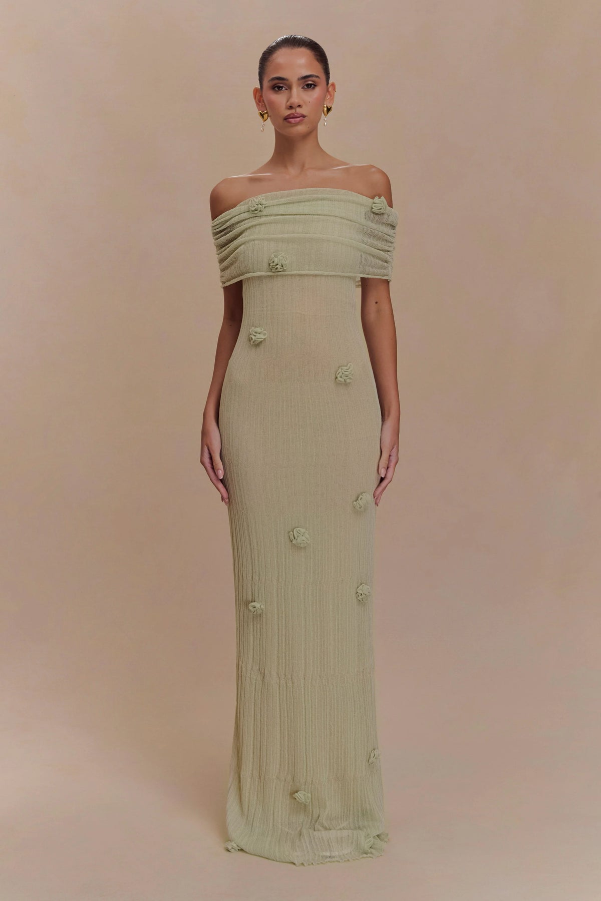 Brynn Orchid Knit Maxi Dress Pastel Green