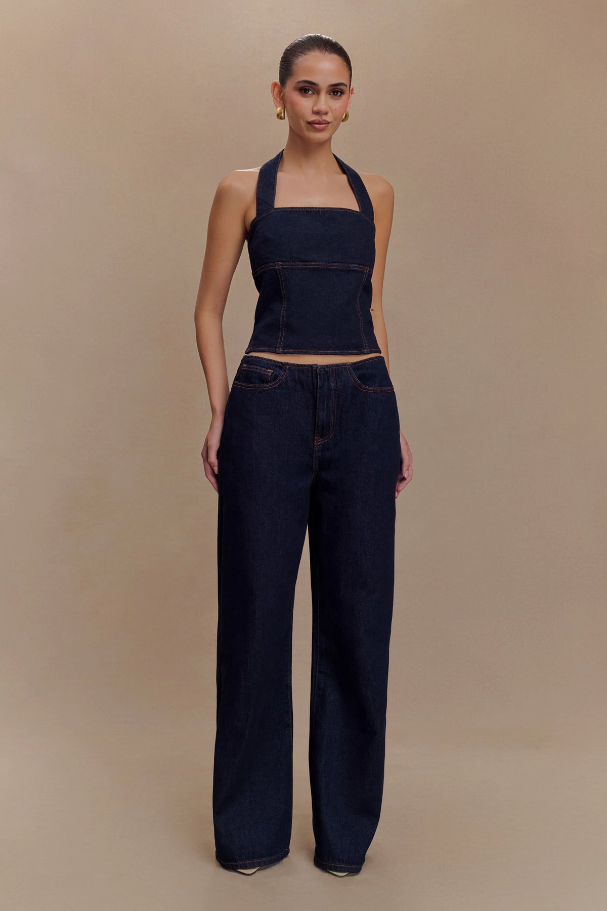 Caitlin Mid Rise Denim Jeans Indigo Blue