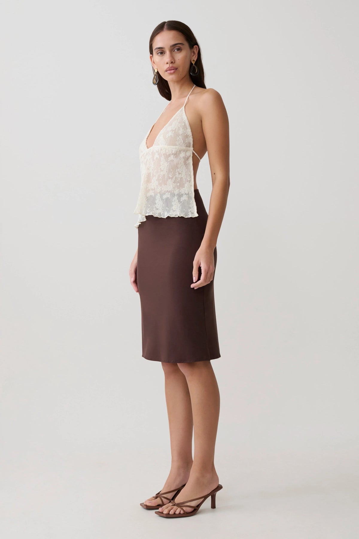 Ambrose Lace Cami Halter Top Ivory