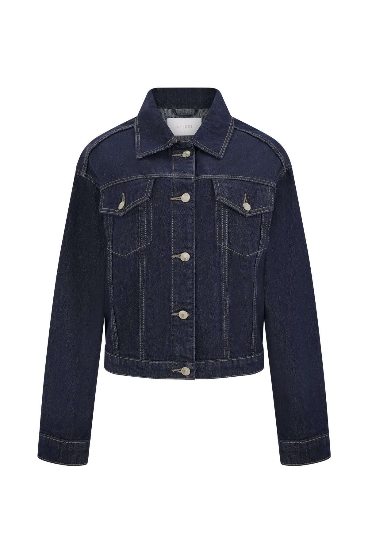 Kirra Cinched Denim Jacket Washed Indigo Blue