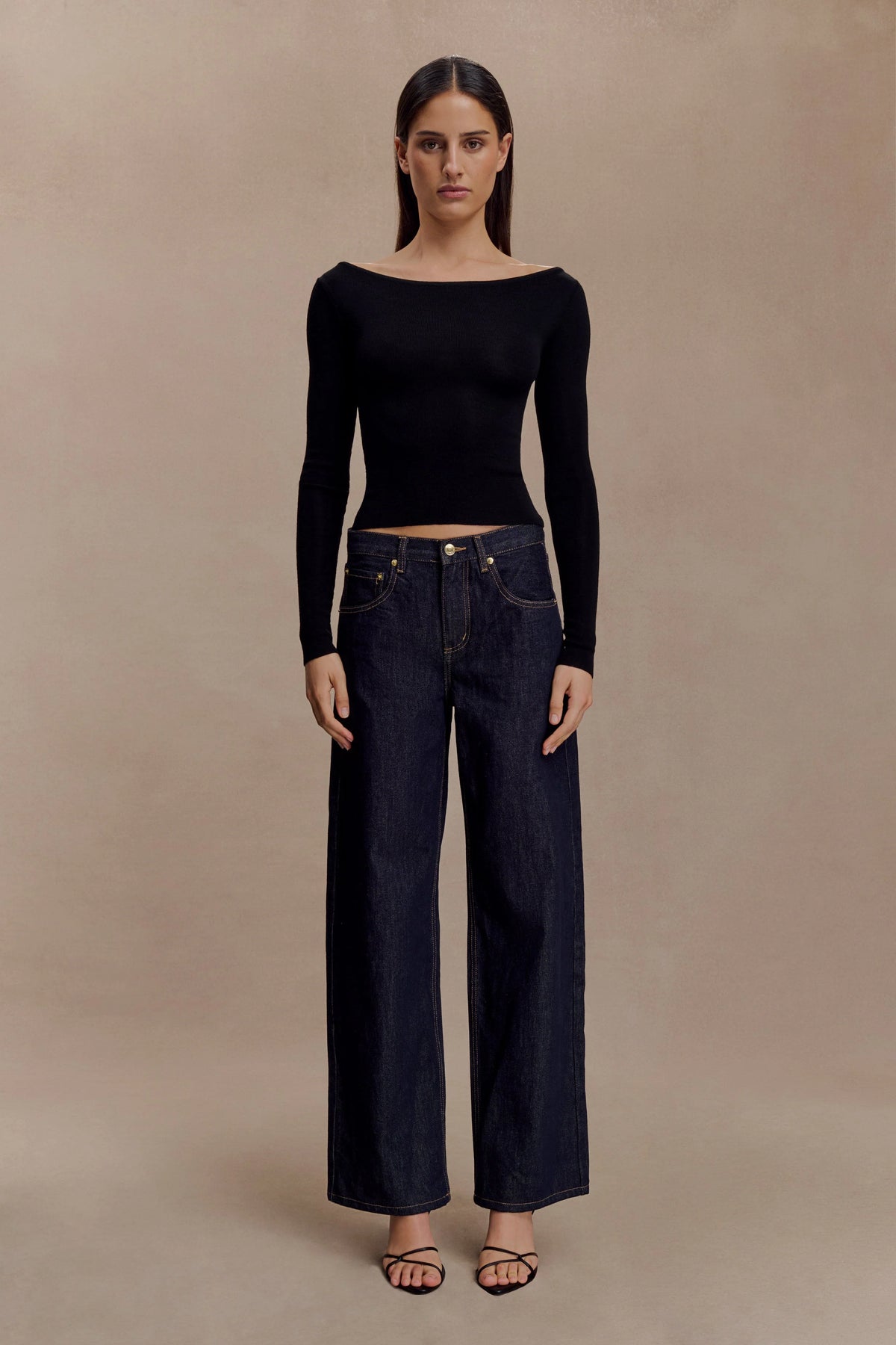 Paedyn Merino Wool Ribbed Long Sleeve Top Black