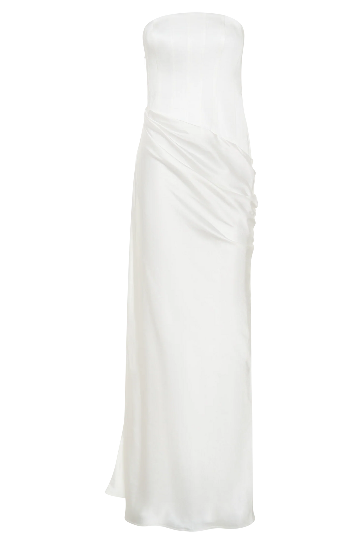 Grace Strapless Draped Waist Maxi Dress Ivory