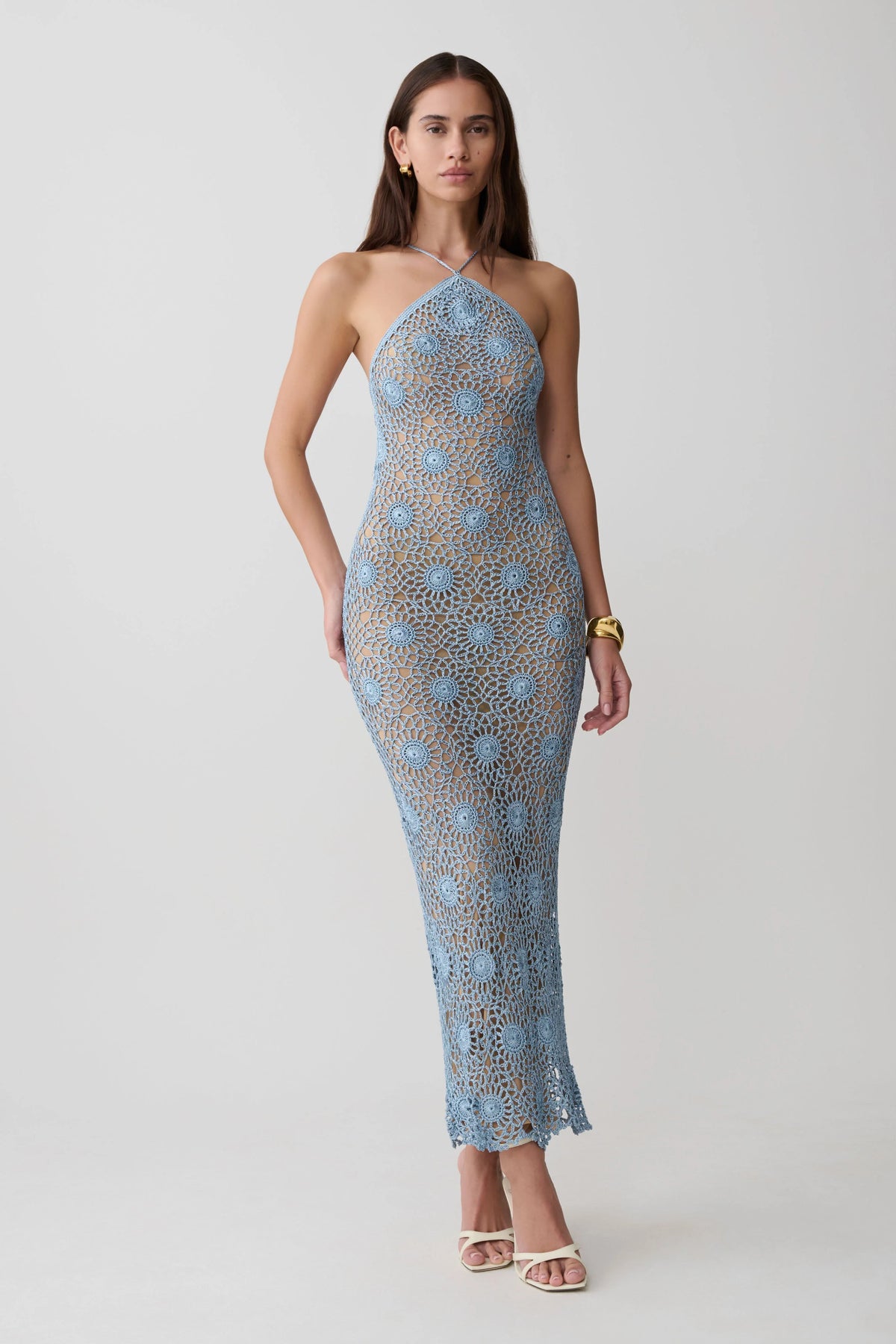 Sam Halter Hand Crochet Maxi Dress Periwinkle