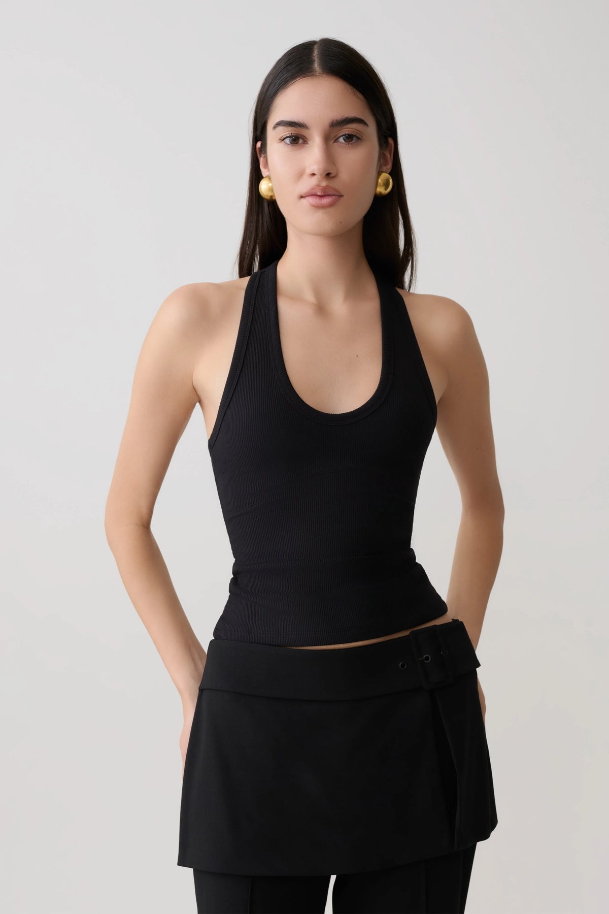 Actress Ribbed Tank Black
