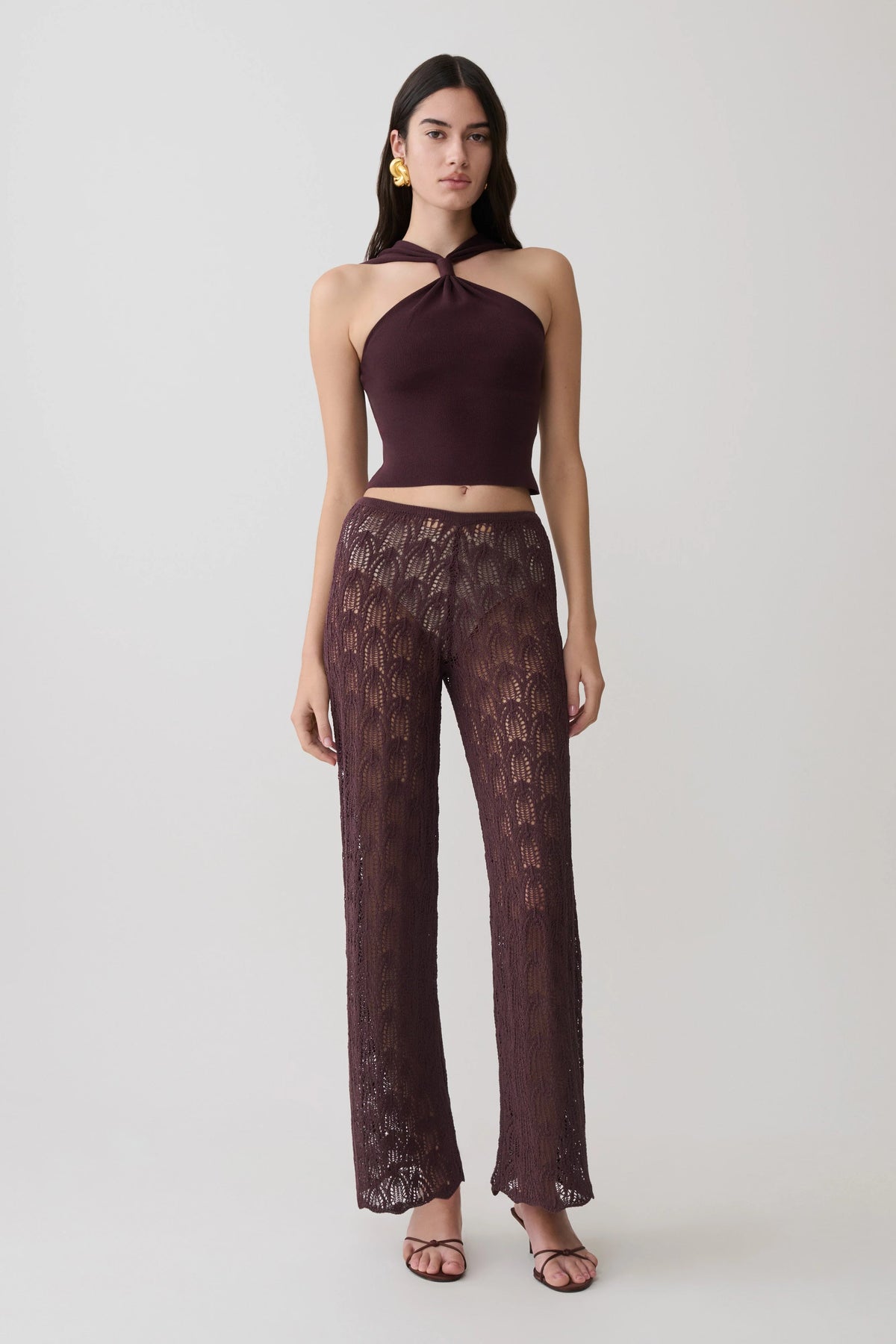 Glinda Crochet Pants Chocolate