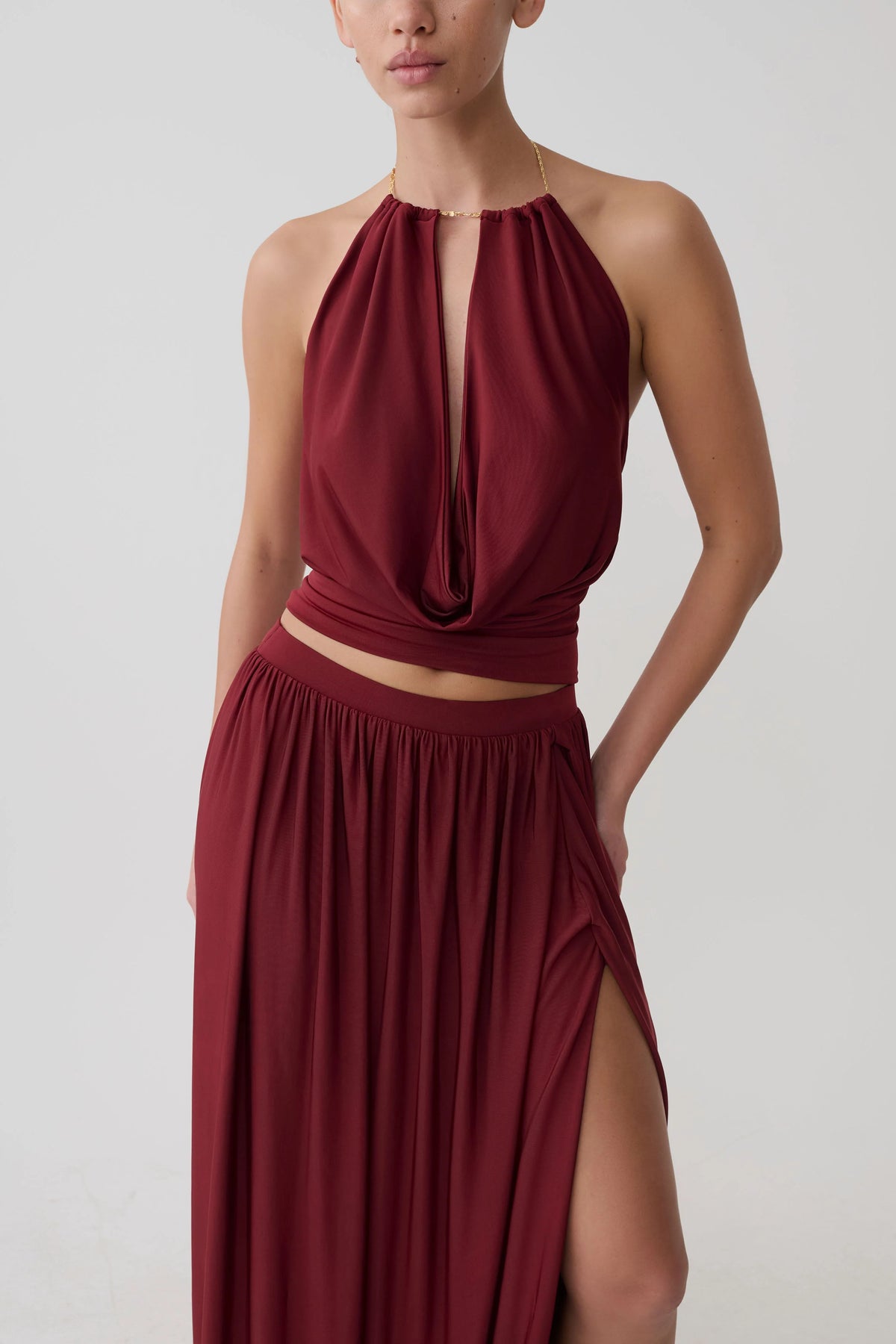 Banks Halter Neck Top With Hardware Wine