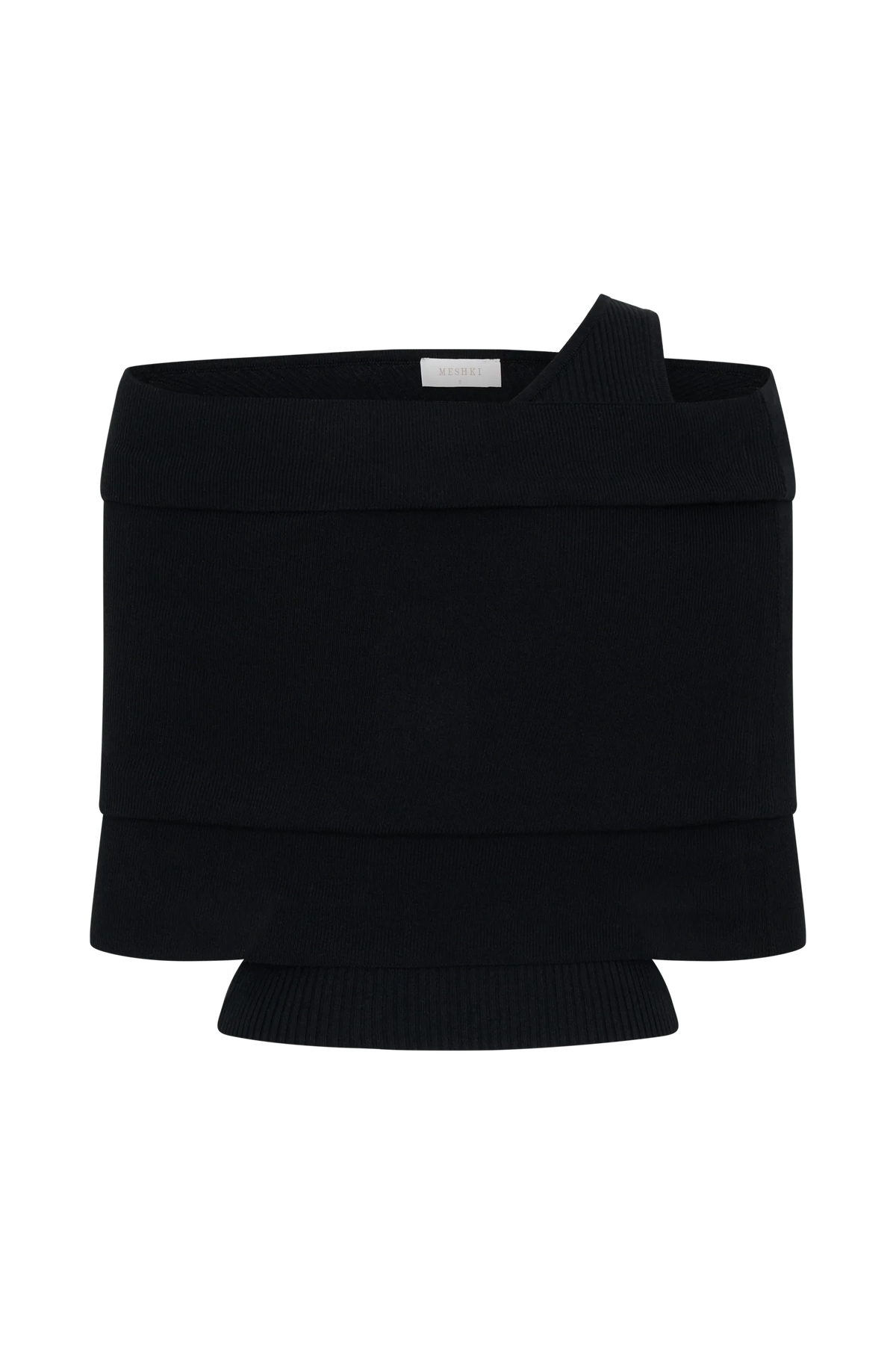 Sierra Asymmetrical Cashmere Blend Knit Top Black