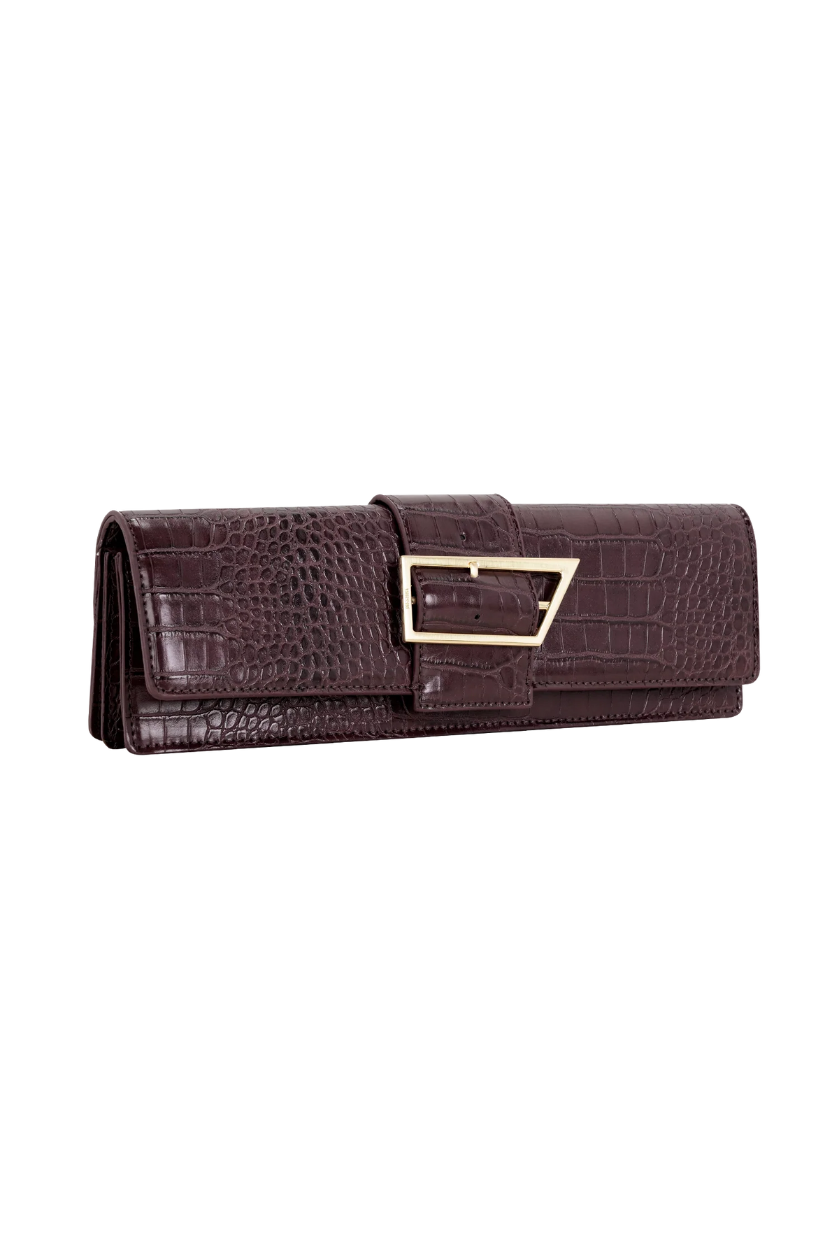Jessica Faux Leather Crocodile Clutch Burgundy