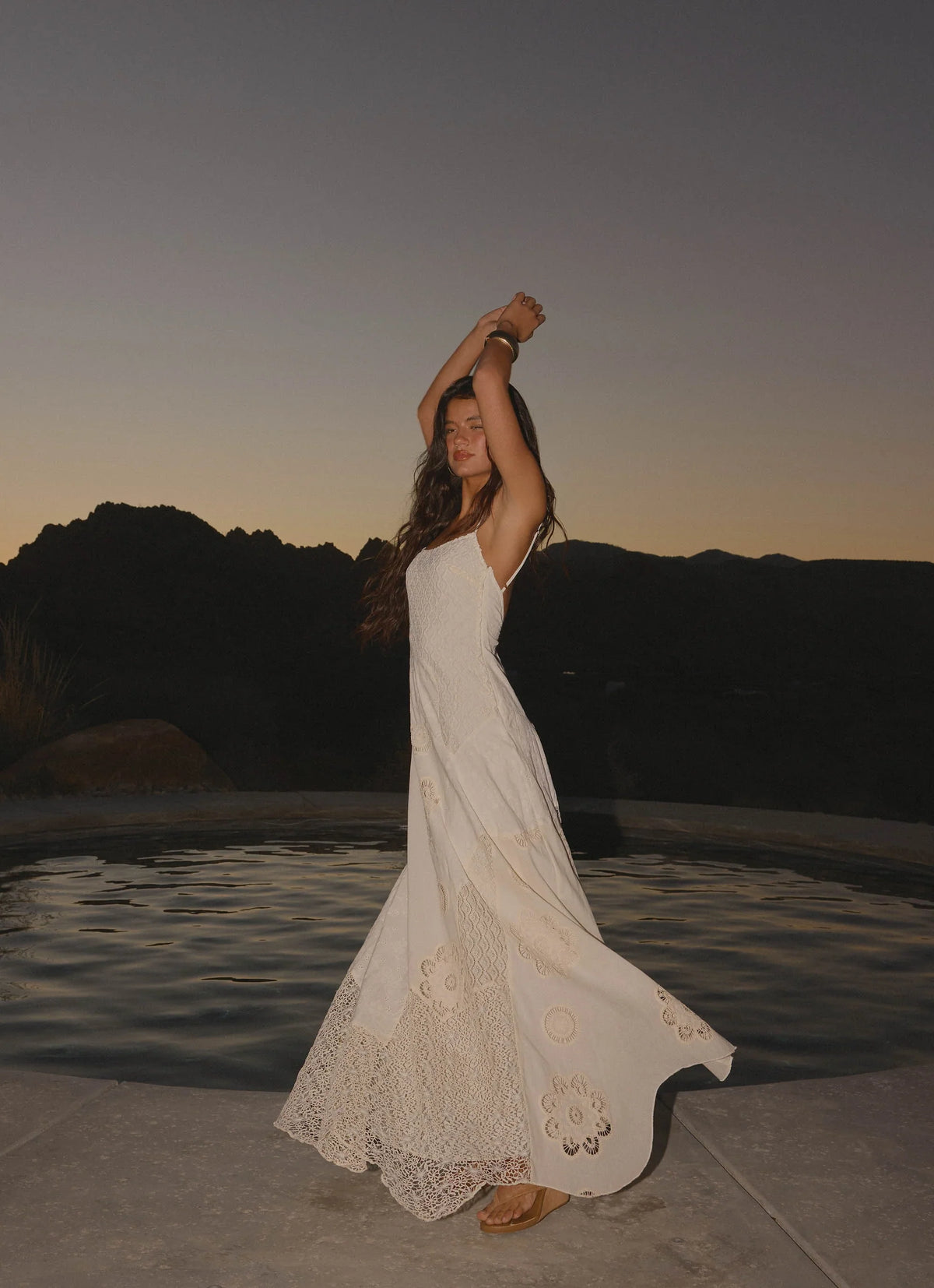 Fabienne Spliced Cotton Maxi Dress Ivory