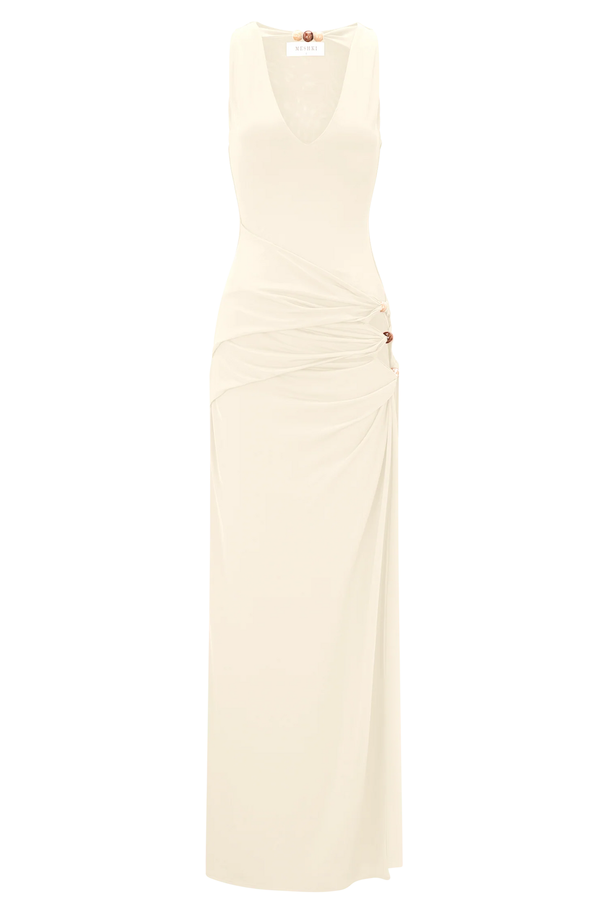 Kaiden Slinky Beaded Maxi Dress Ivory