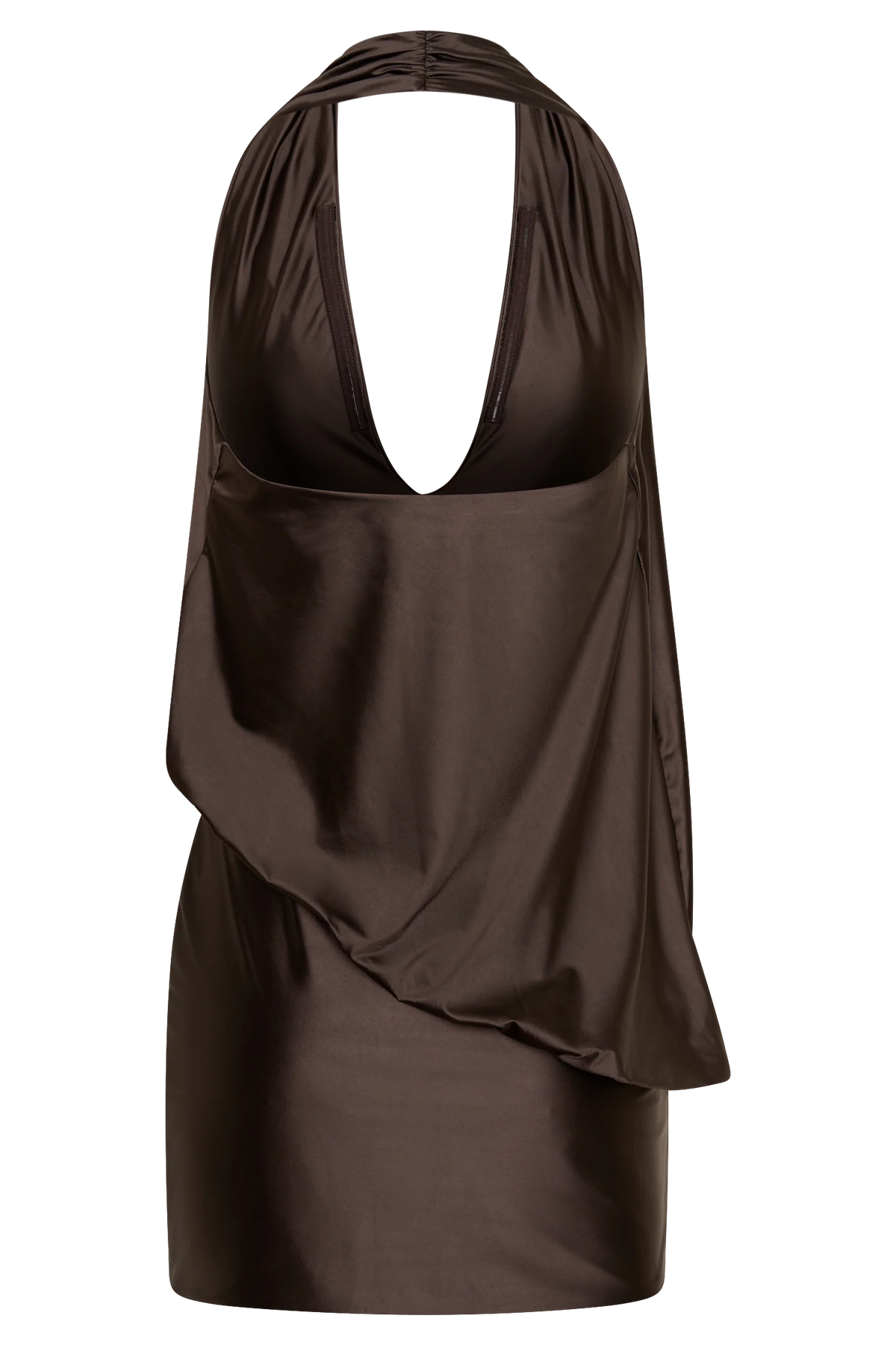 Arabel Draped Halter Mini Dress Chocolate