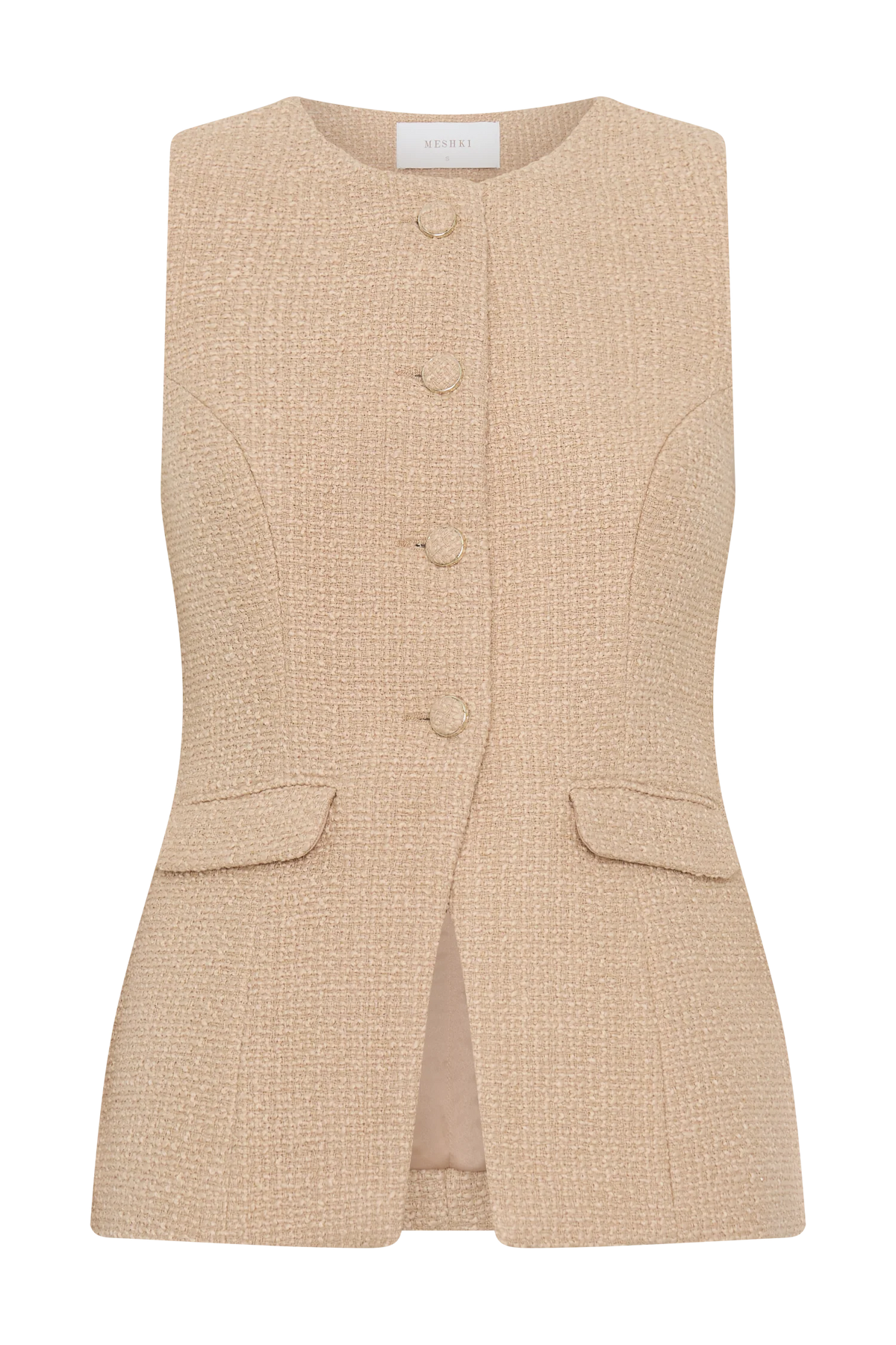 Camilla Boucle Sleeveless Vest Light Taupe