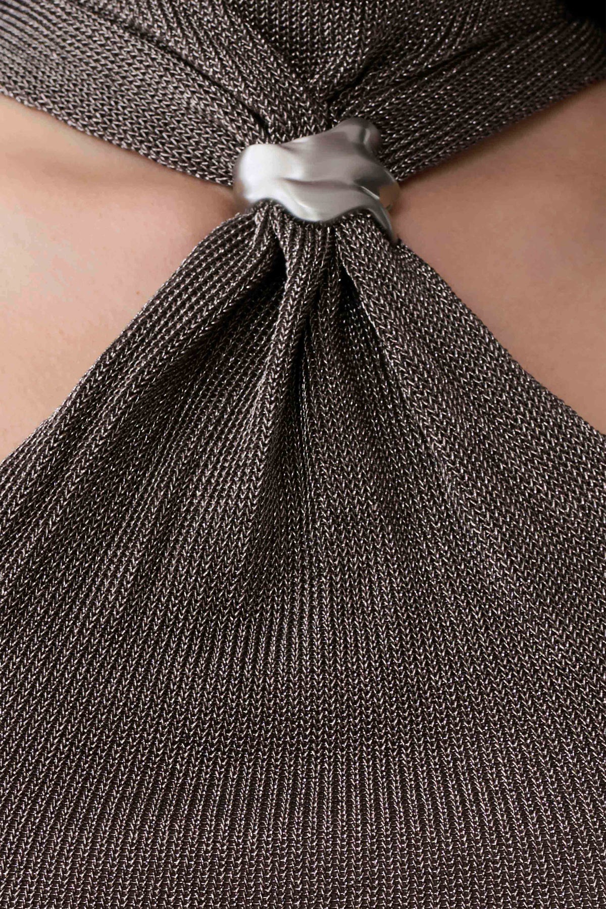 Nikki Lurex Top With Hardware Gunmetal