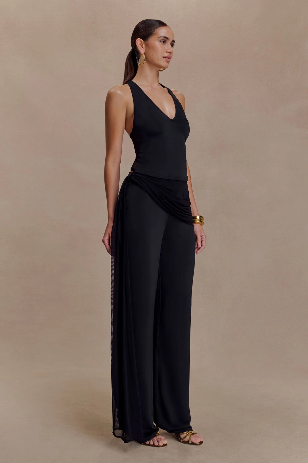 Aspyn Slinky And Mesh Top Black