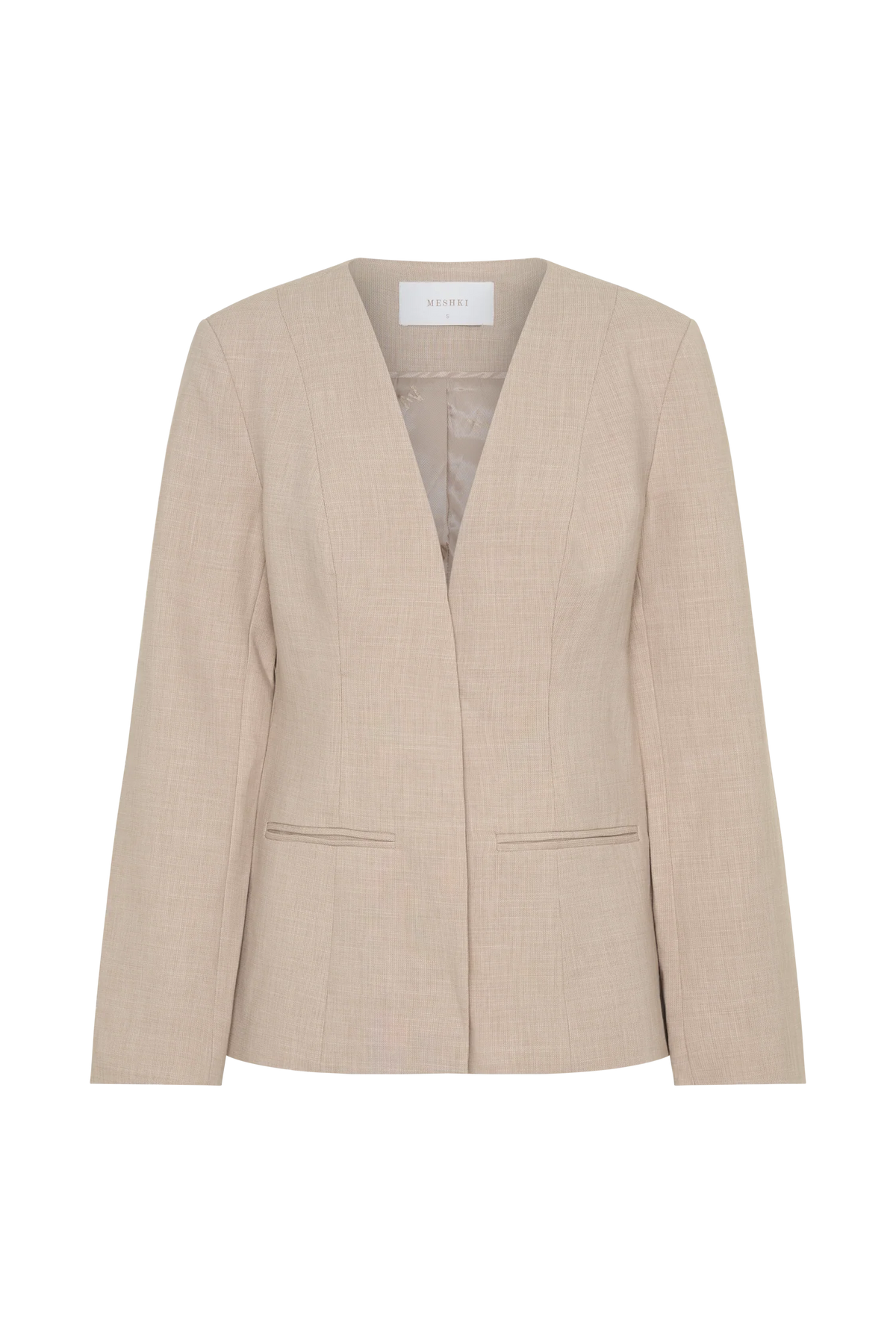 Solenne Collarless Suiting Blazer Natural Marle