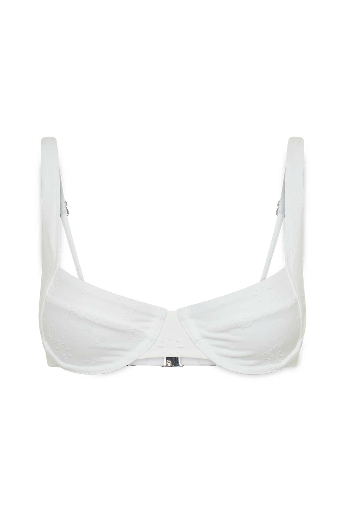 Abra Underwire Apex Bikini Top White Textured Fabric