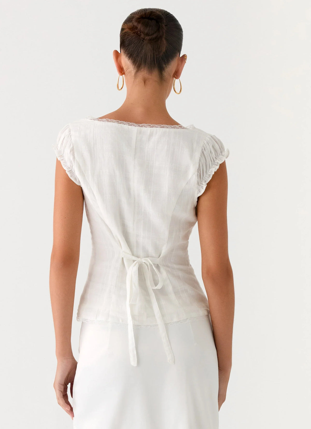 Ruann Lace Trim Top White