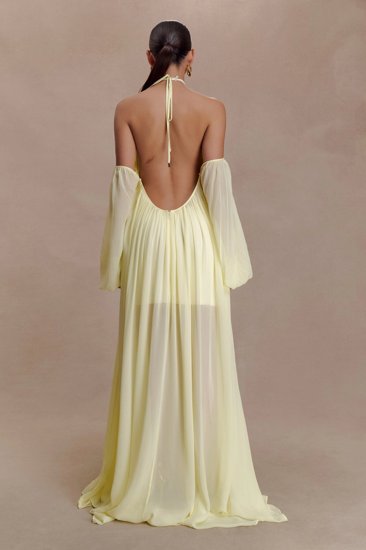 Janni Chiffon Maxi Dress With Hardware Lemon Lime