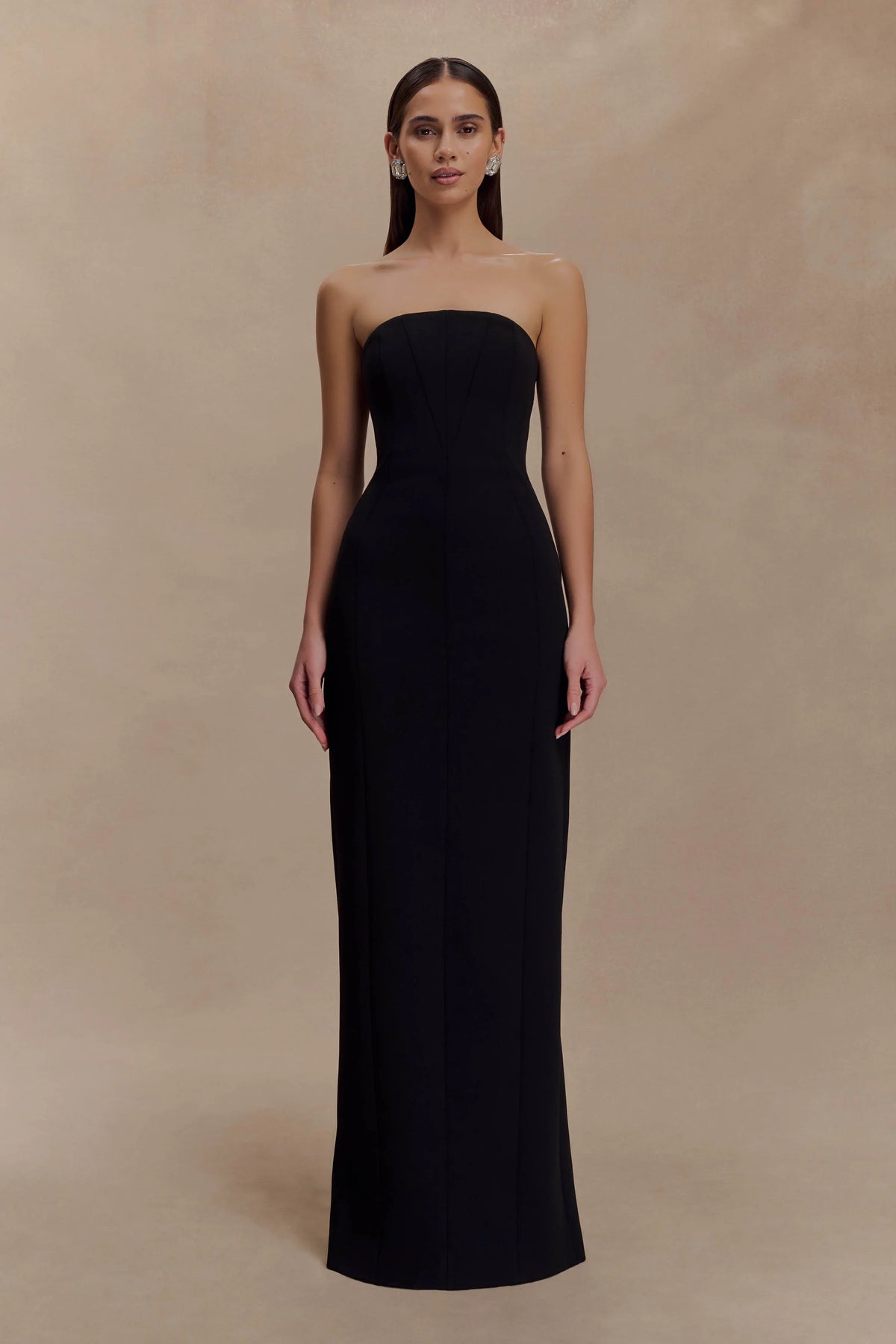 Kalila Strapless Crepe Maxi Dress Black