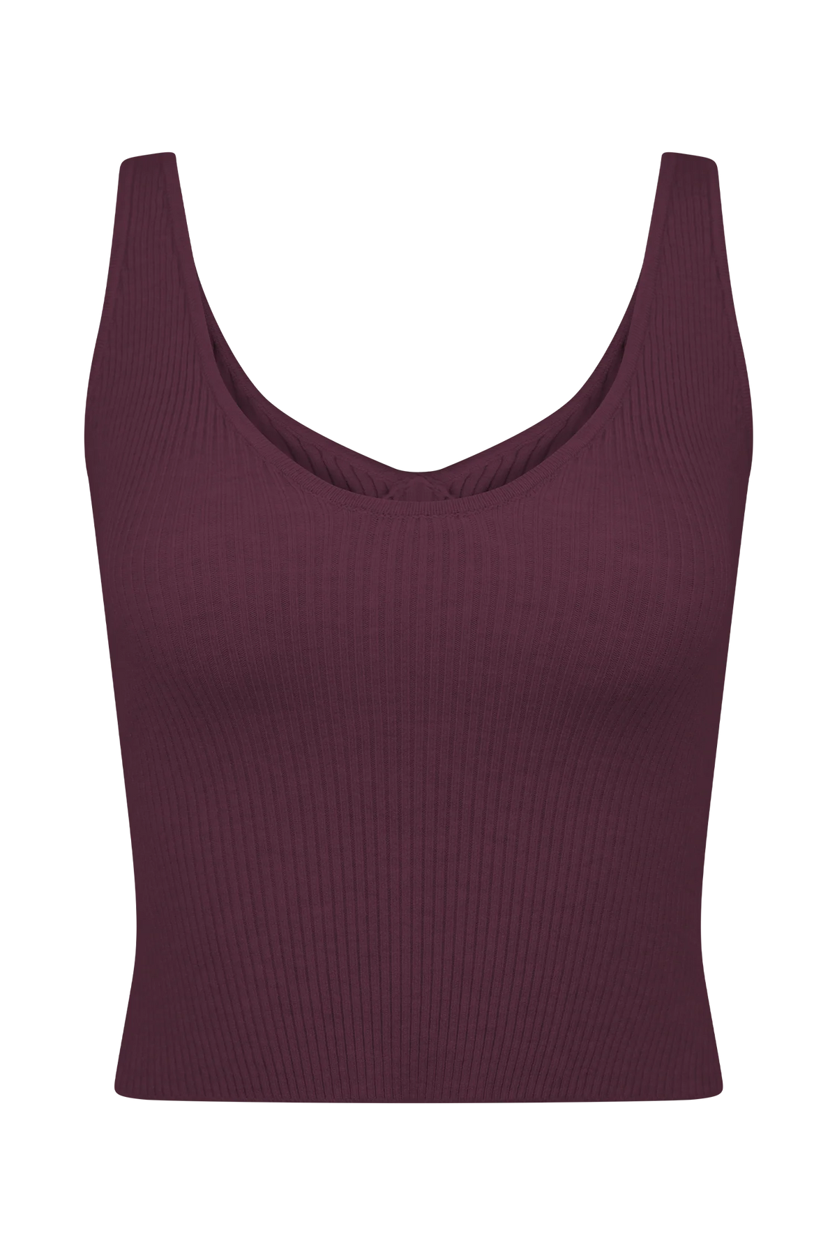 Natalya Ribbed Knit Cami Top Merlot