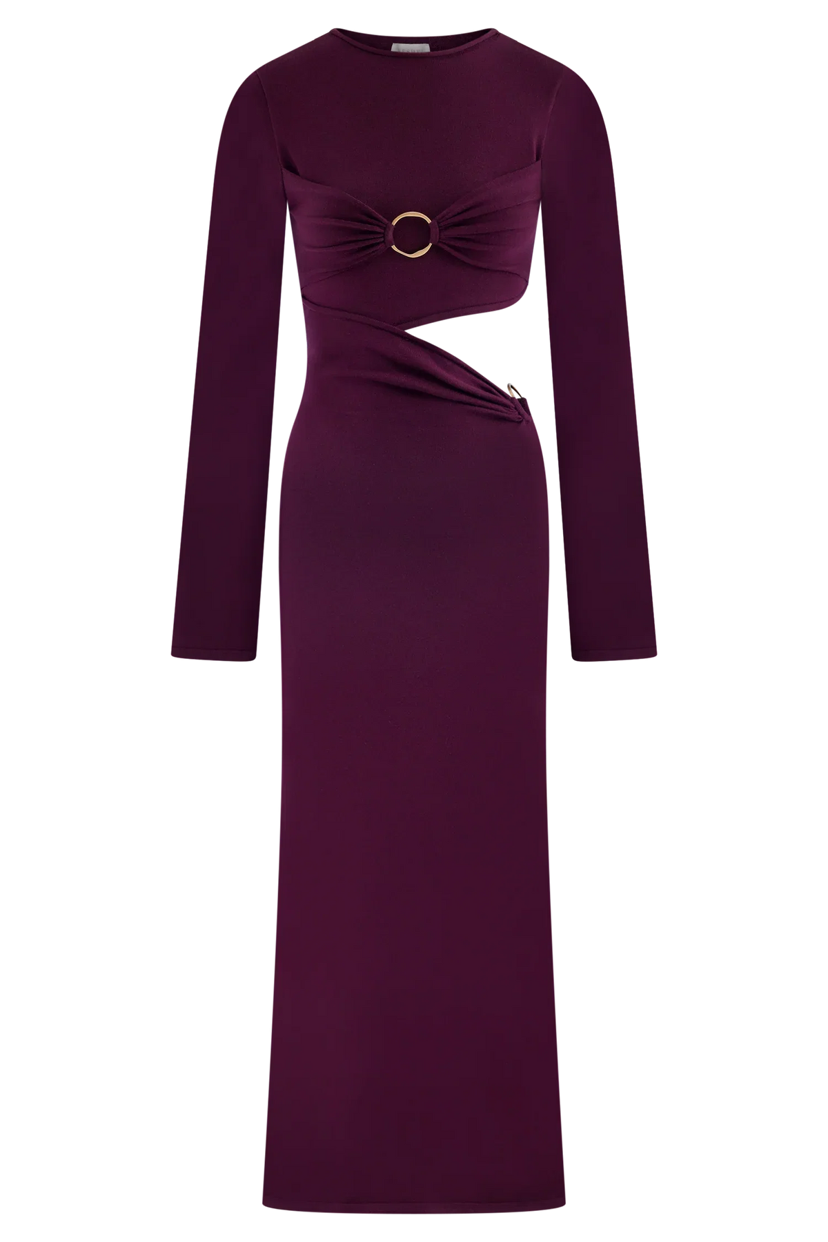 Azariah Long Sleeve Knit Midi Dress Plum