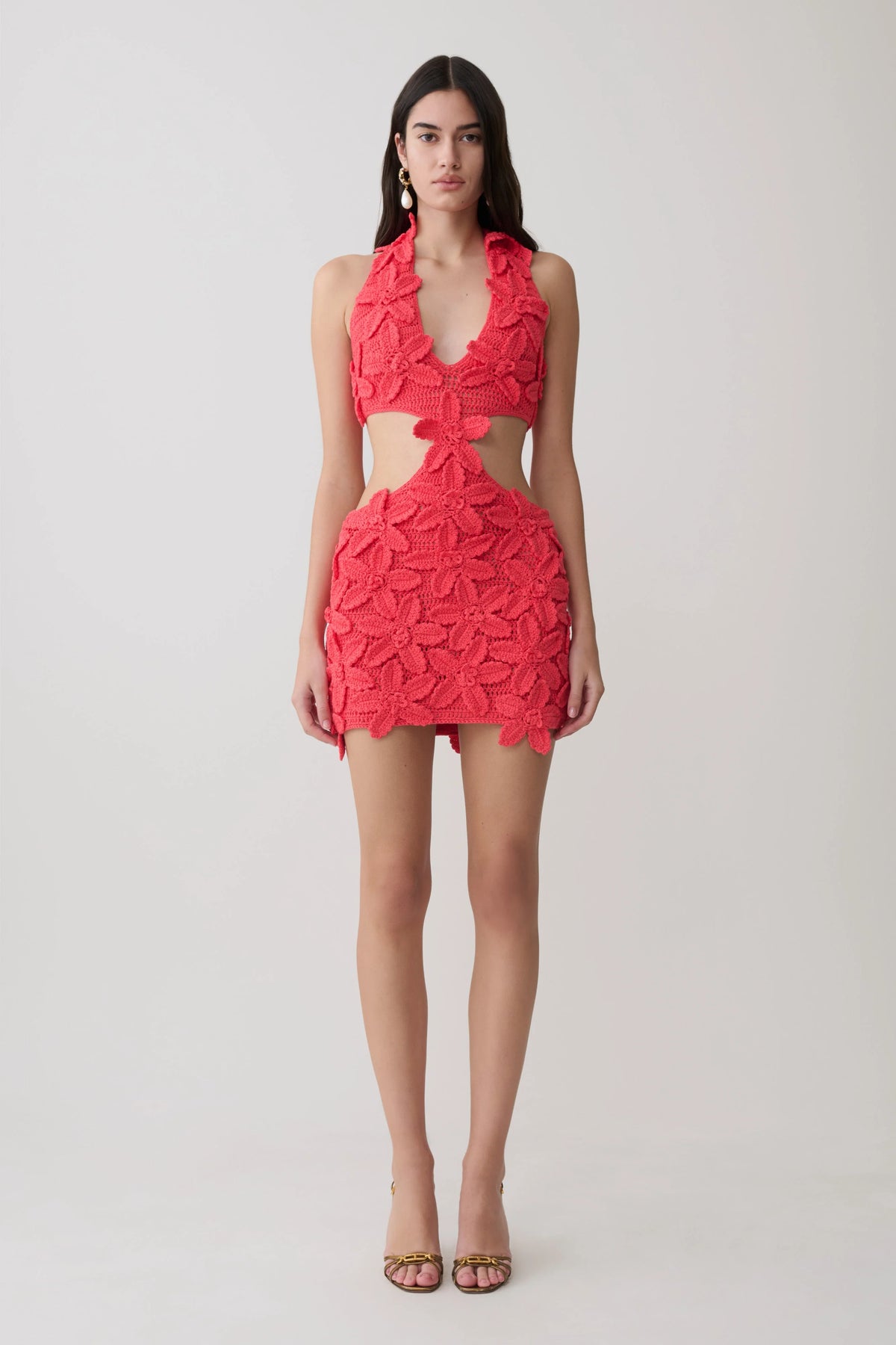 Jaylene Floral Crochet Mini Dress Pomegranate