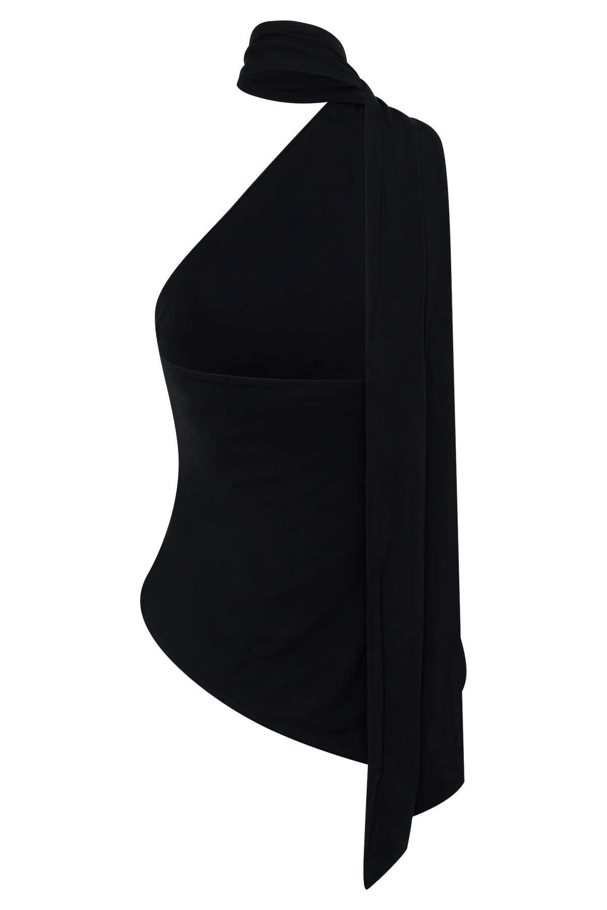 Jemma One Shoulder Tie Top Black